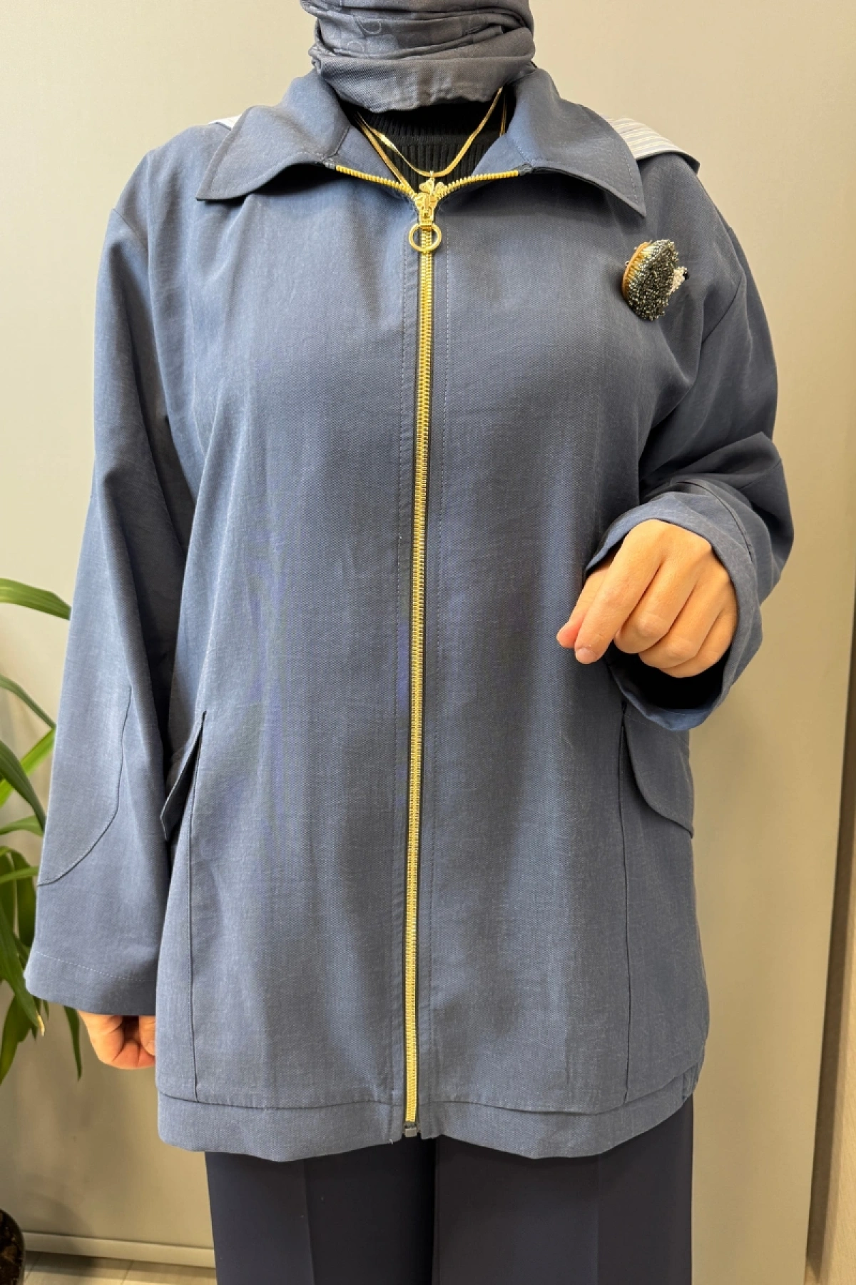 Ghisa Kirpi Aksesuar Detaylı Ceket İndigo 3610C3299