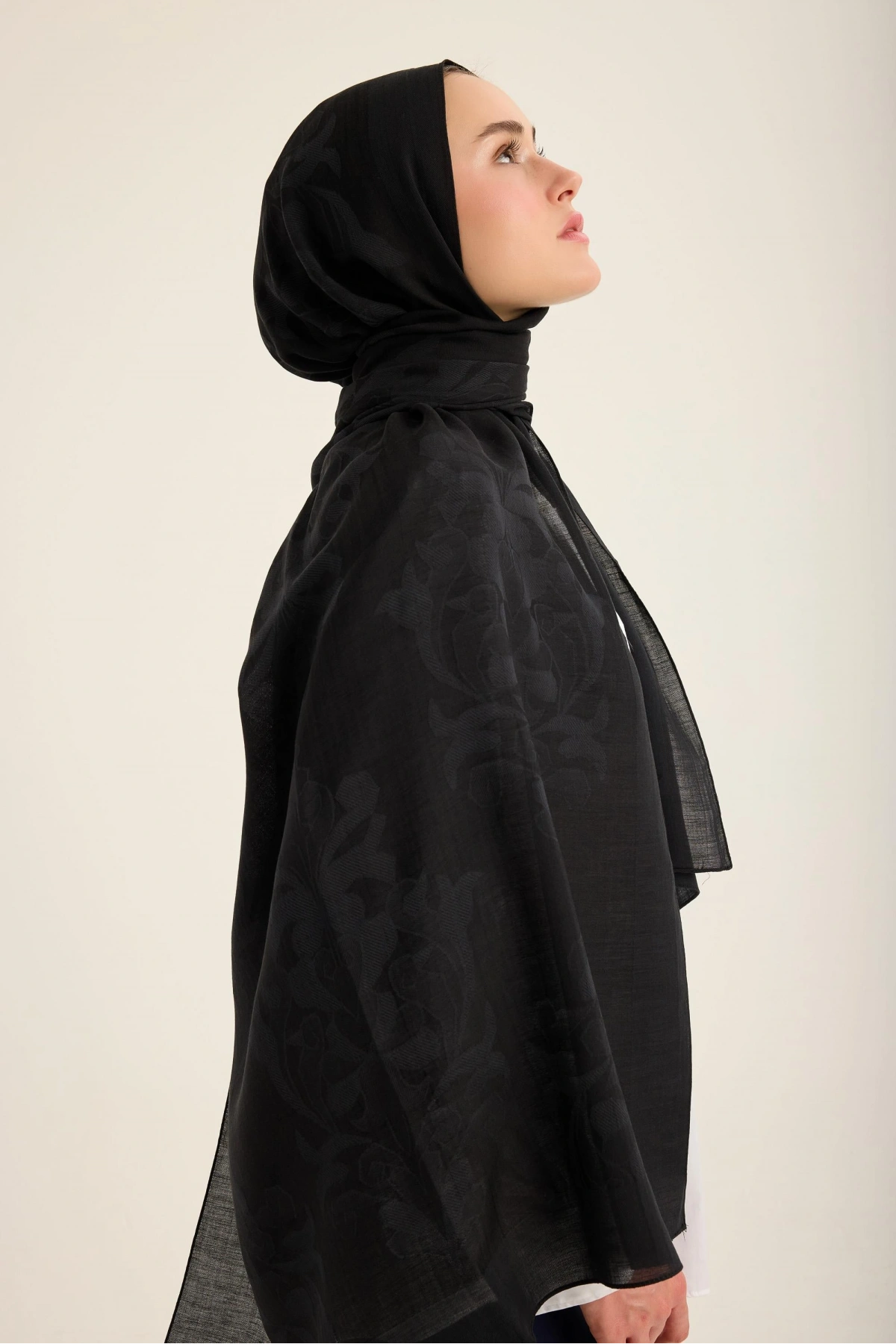 Maisa DURU İPEK PAMUK TENSEL ŞAL 70*190 CM - SİYAH