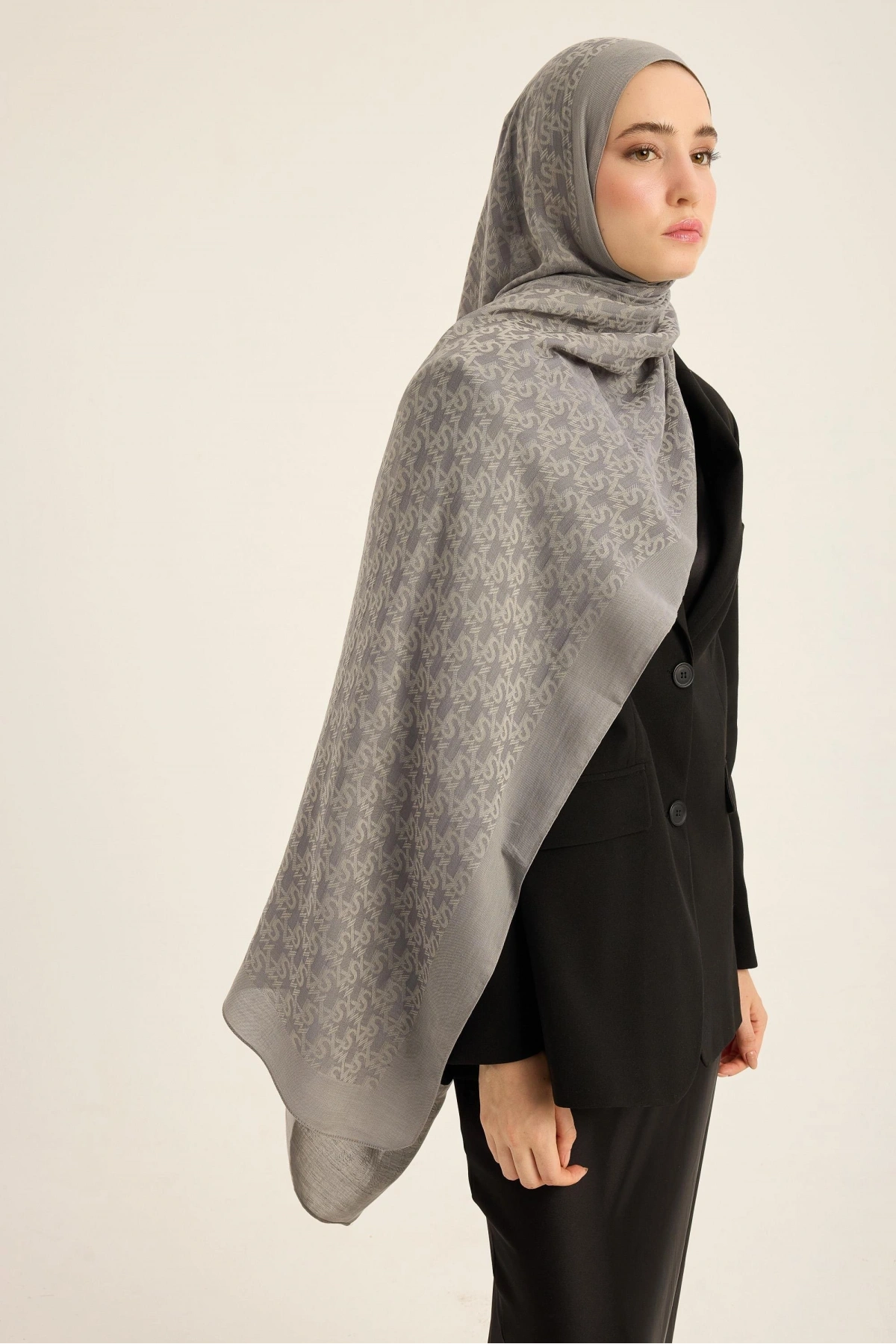 Maisa REMZ İPEK PAMUK TENSEL ŞAL 70*190 CM - KOYU GRİ