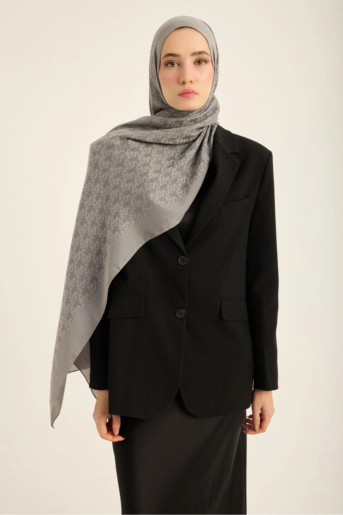 Maisa REMZ İPEK PAMUK TENSEL ŞAL 70*190 CM - KOYU GRİ