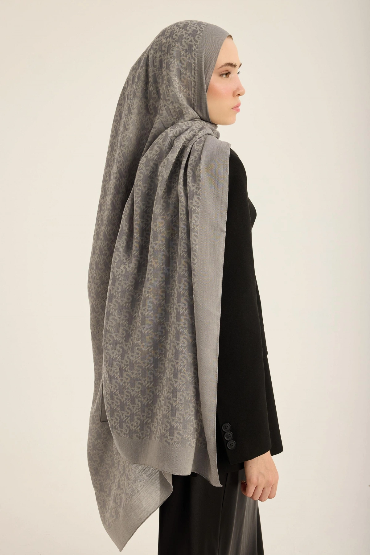 Maisa REMZ İPEK PAMUK TENSEL ŞAL 70*190 CM - KOYU GRİ