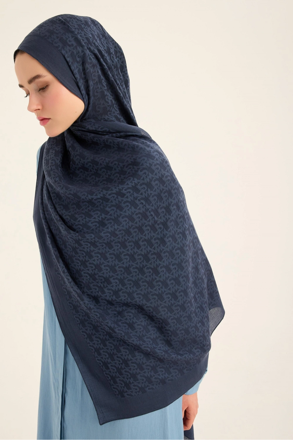 Maisa REMZ İPEK PAMUK TENSEL ŞAL 70*190 CM - LACİVERT