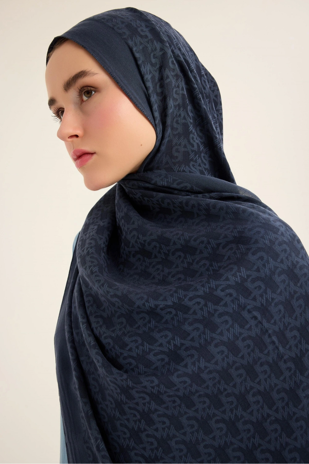 Maisa REMZ İPEK PAMUK TENSEL ŞAL 70*190 CM - LACİVERT