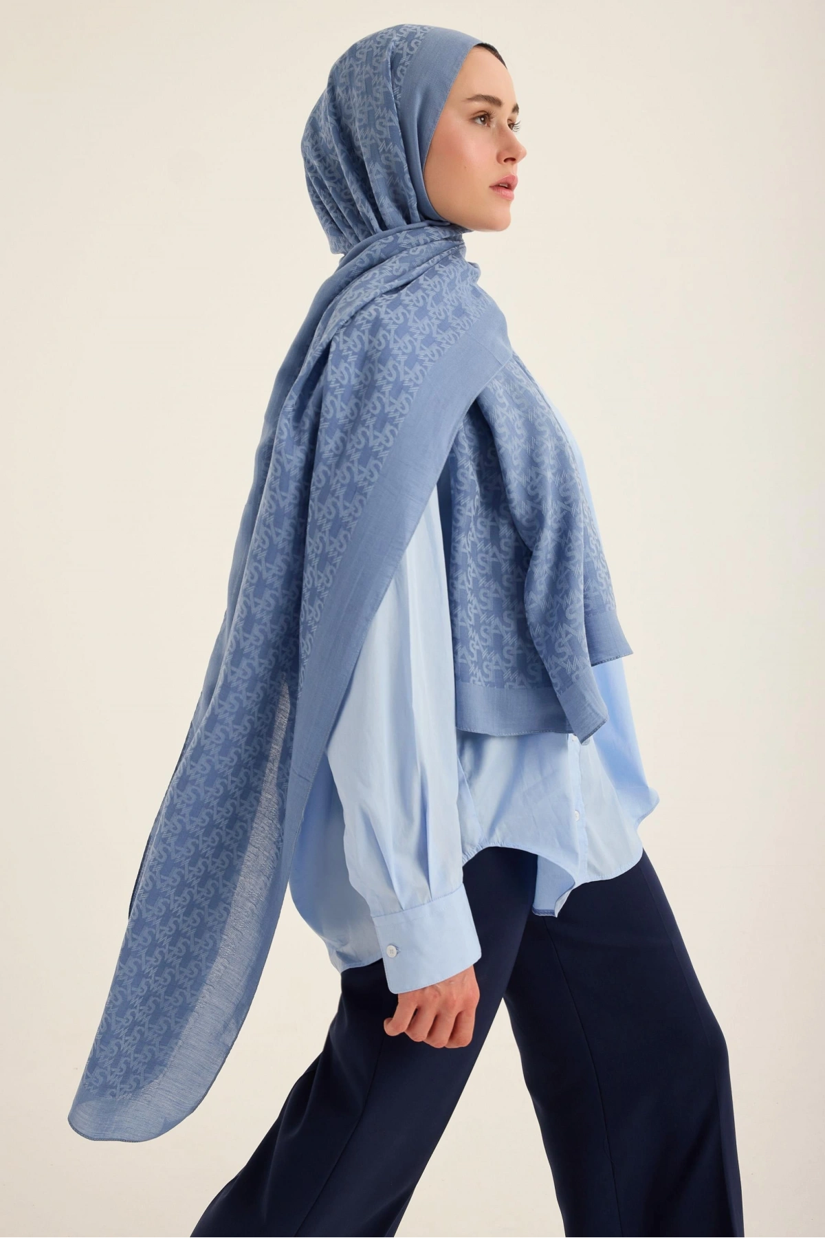 Maisa REMZ İPEK PAMUK TENSEL ŞAL 70*190 CM - MAVİ
