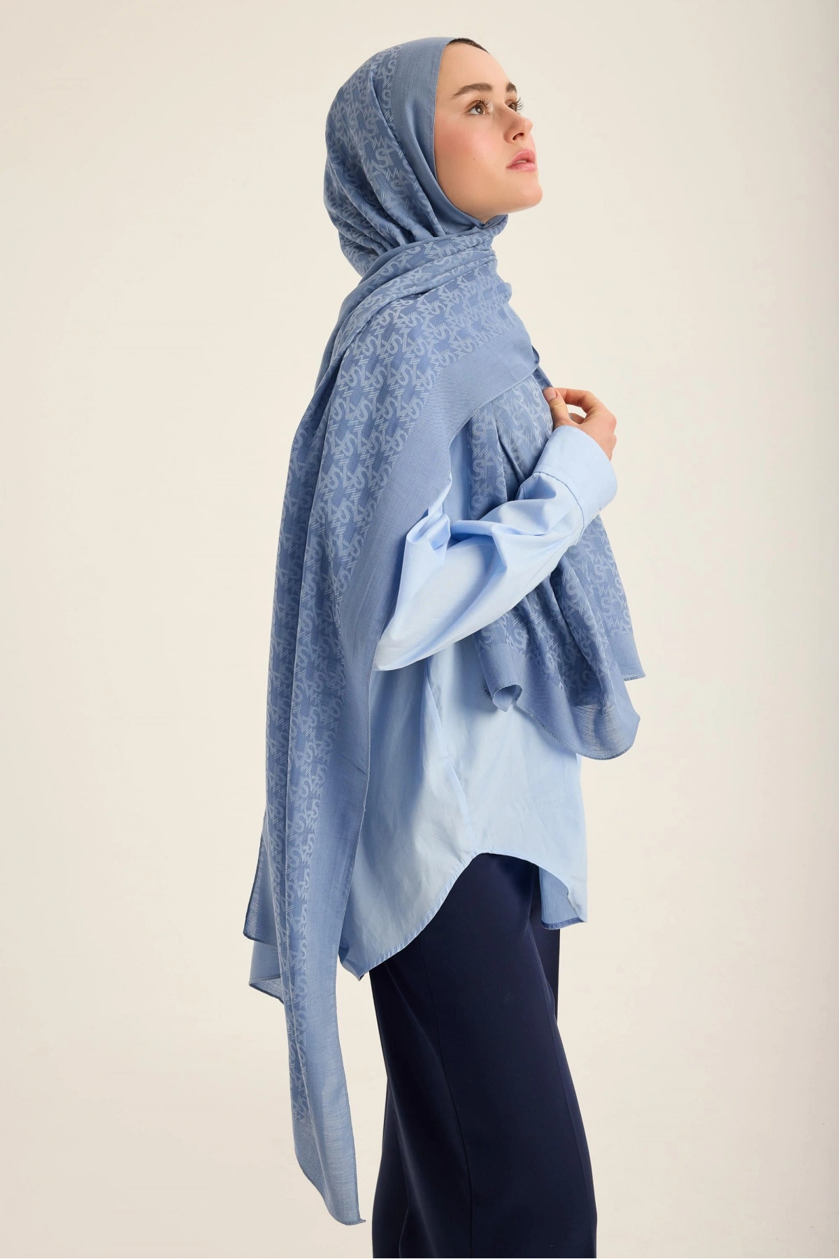 Maisa REMZ İPEK PAMUK TENSEL ŞAL 70*190 CM - MAVİ