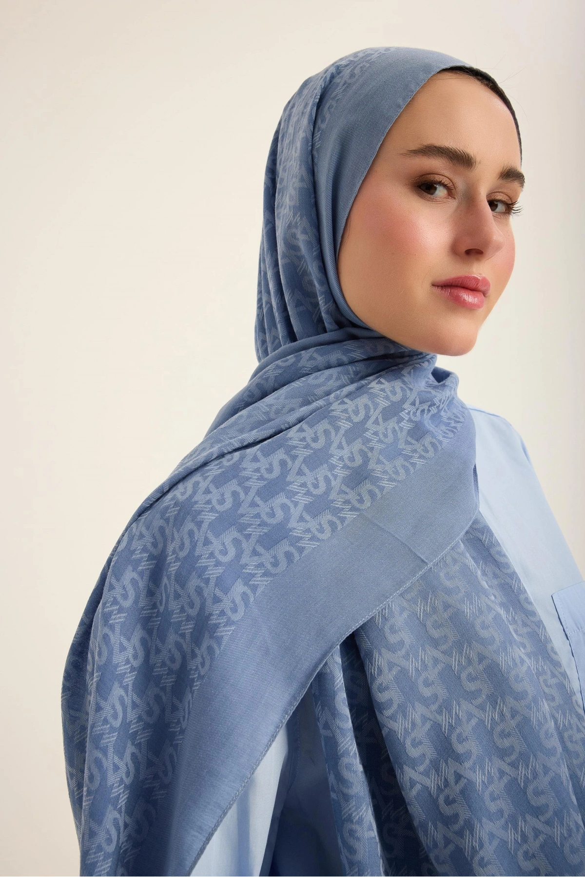 Maisa REMZ İPEK PAMUK TENSEL ŞAL 70*190 CM - MAVİ