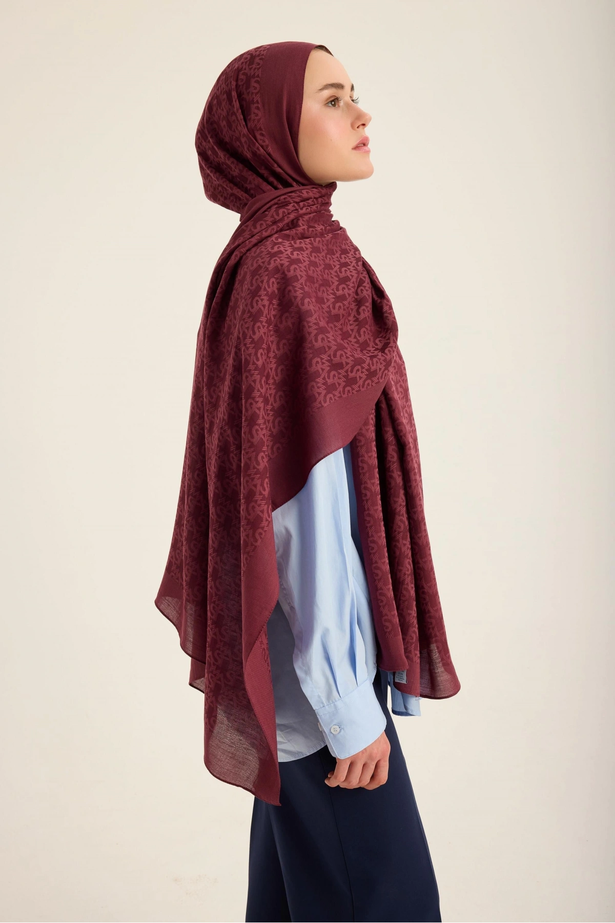 Maisa REMZ İPEK PAMUK TENSEL ŞAL 70*190 CM - BORDO