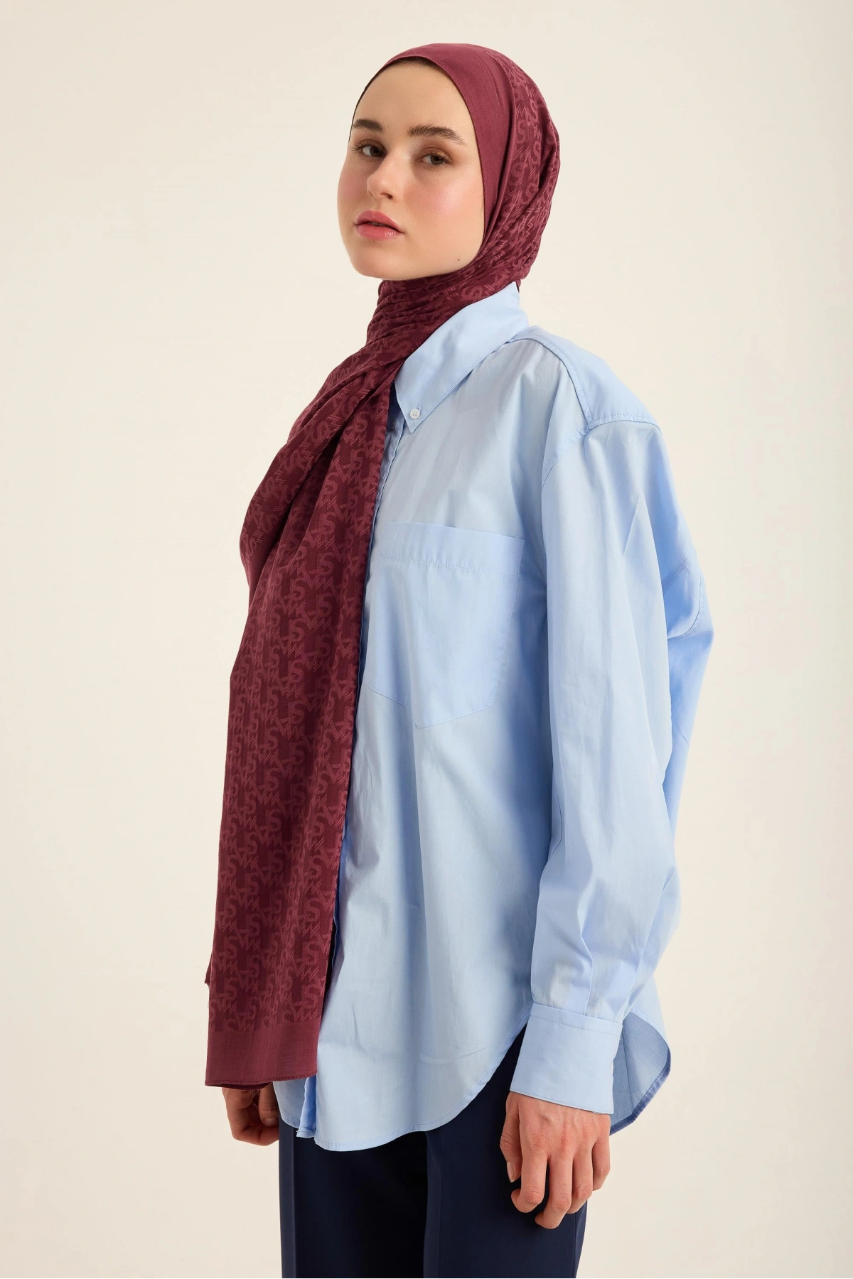 Maisa REMZ İPEK PAMUK TENSEL ŞAL 70*190 CM - BORDO