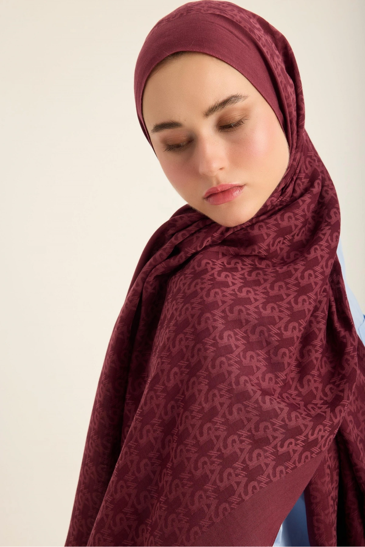 Maisa REMZ İPEK PAMUK TENSEL ŞAL 70*190 CM - BORDO