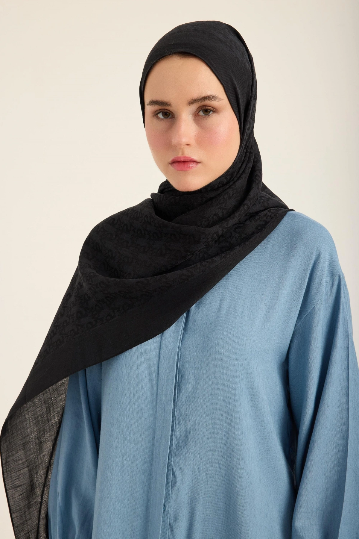 Maisa REMZ İPEK PAMUK TENSEL ŞAL 70*190 CM - SİYAH