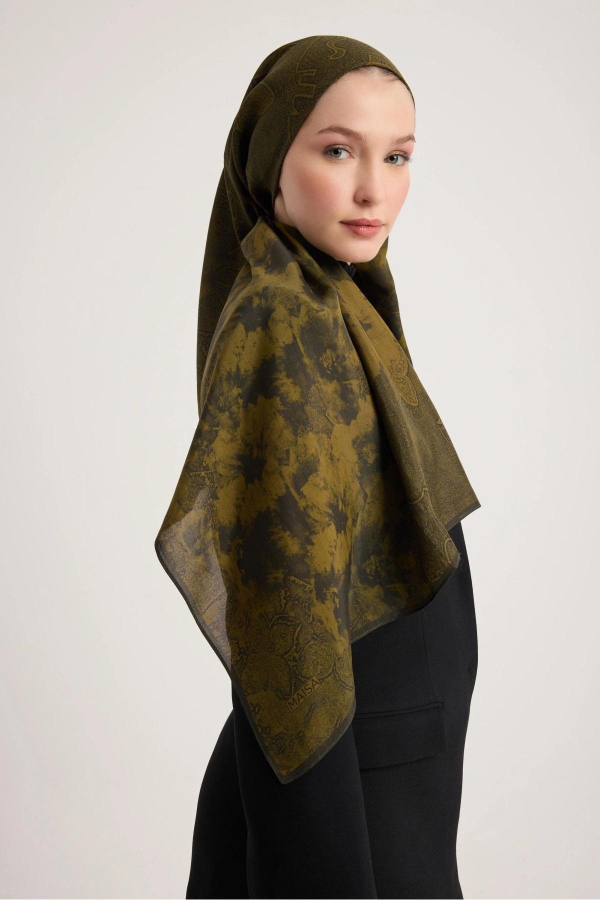 Maisa GÜLRUH FLOŞ VİSKON ŞAL 70*190 CM - HAKİ