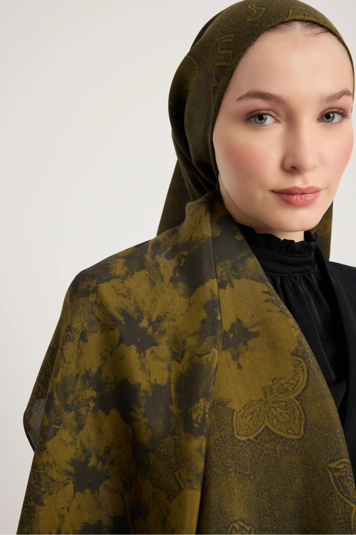 Maisa GÜLRUH FLOŞ VİSKON ŞAL 70*190 CM - HAKİ