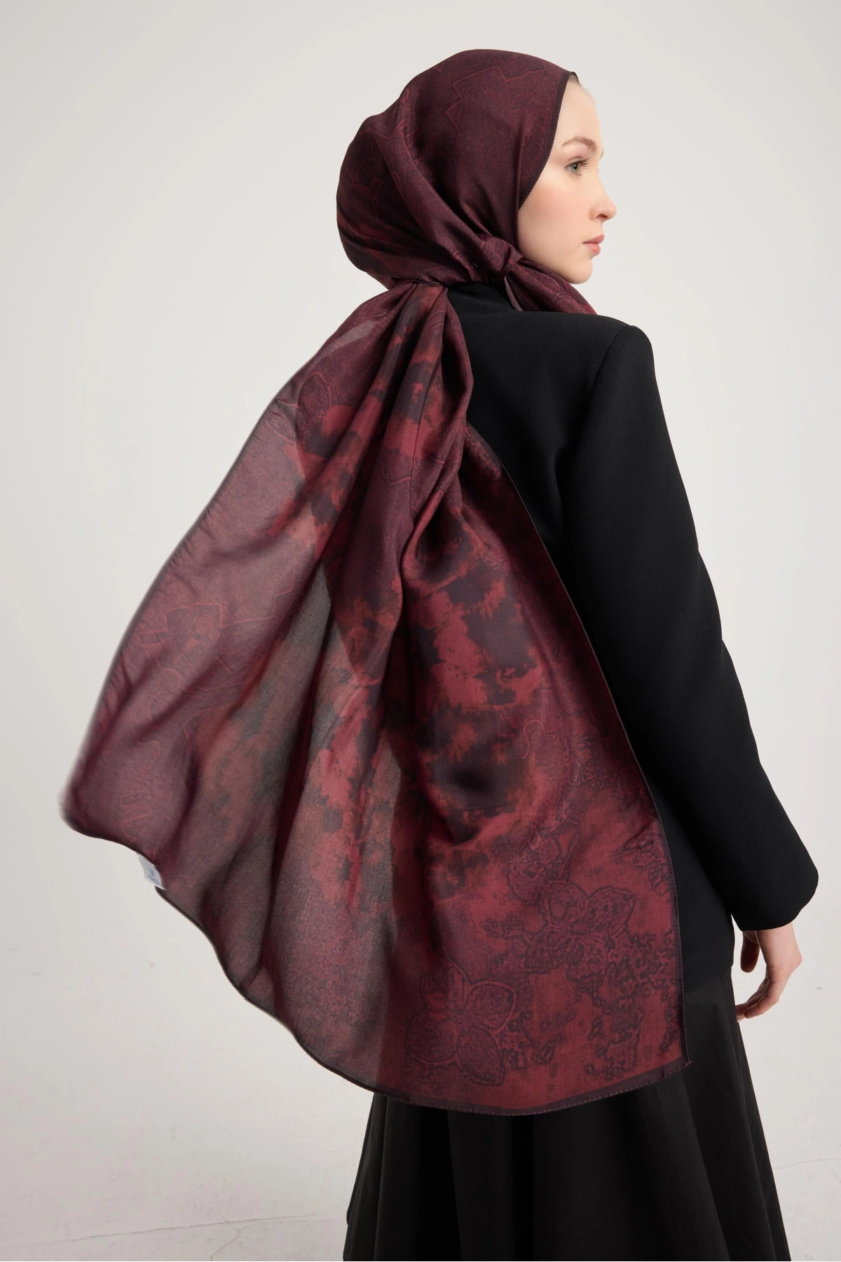 Maisa GÜLRUH FLOŞ VİSKON ŞAL 70*190 CM - MÜRDÜM