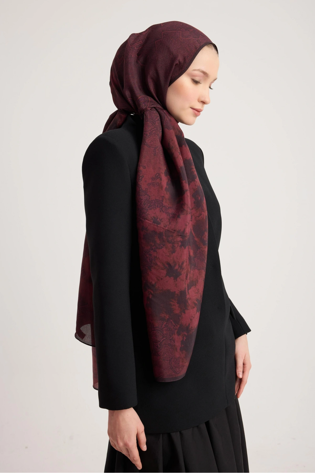 Maisa GÜLRUH FLOŞ VİSKON ŞAL 70*190 CM - MÜRDÜM