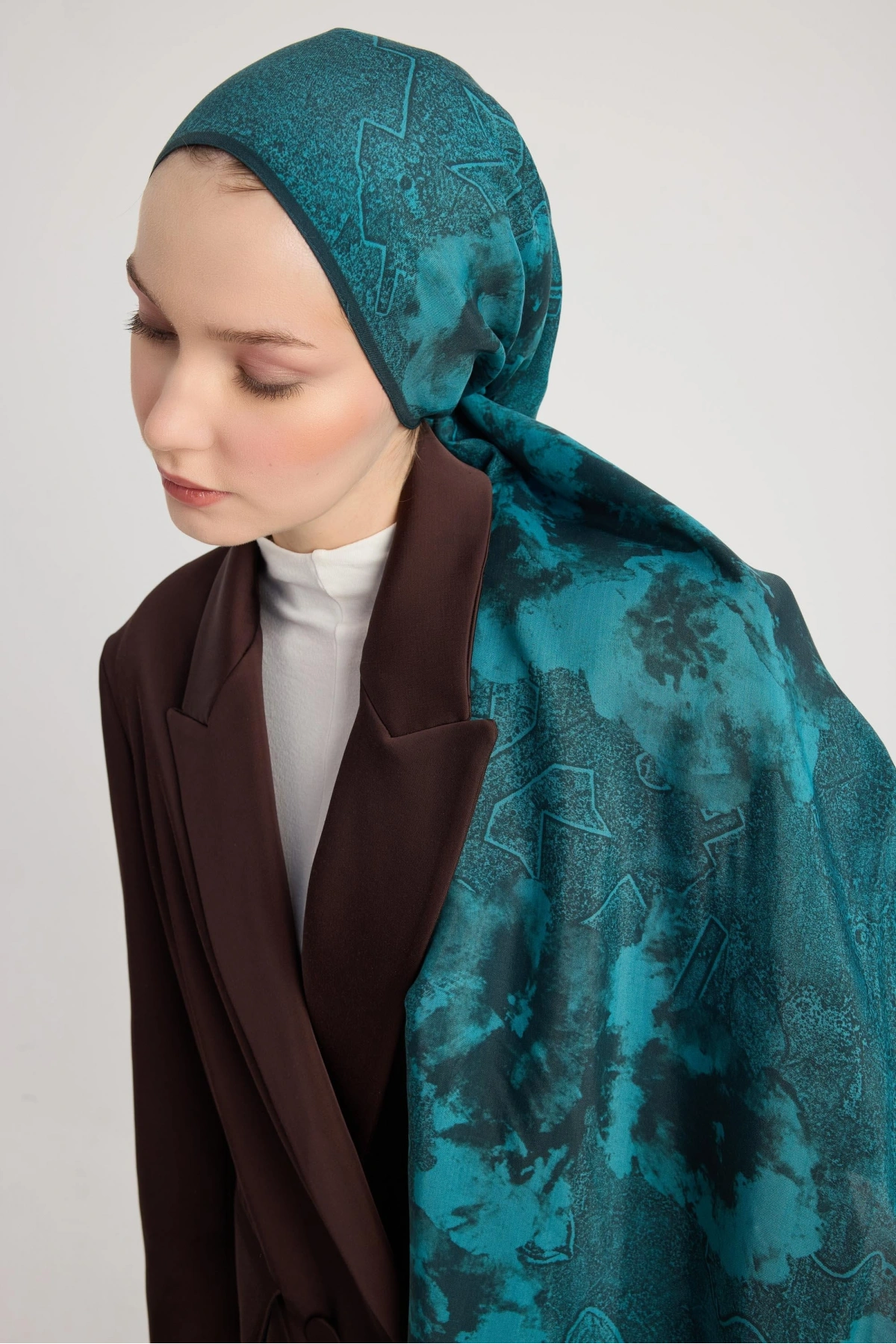 Maisa GÜLRUH FLOŞ VİSKON ŞAL 70*190 CM - PETROL MAVİSİ