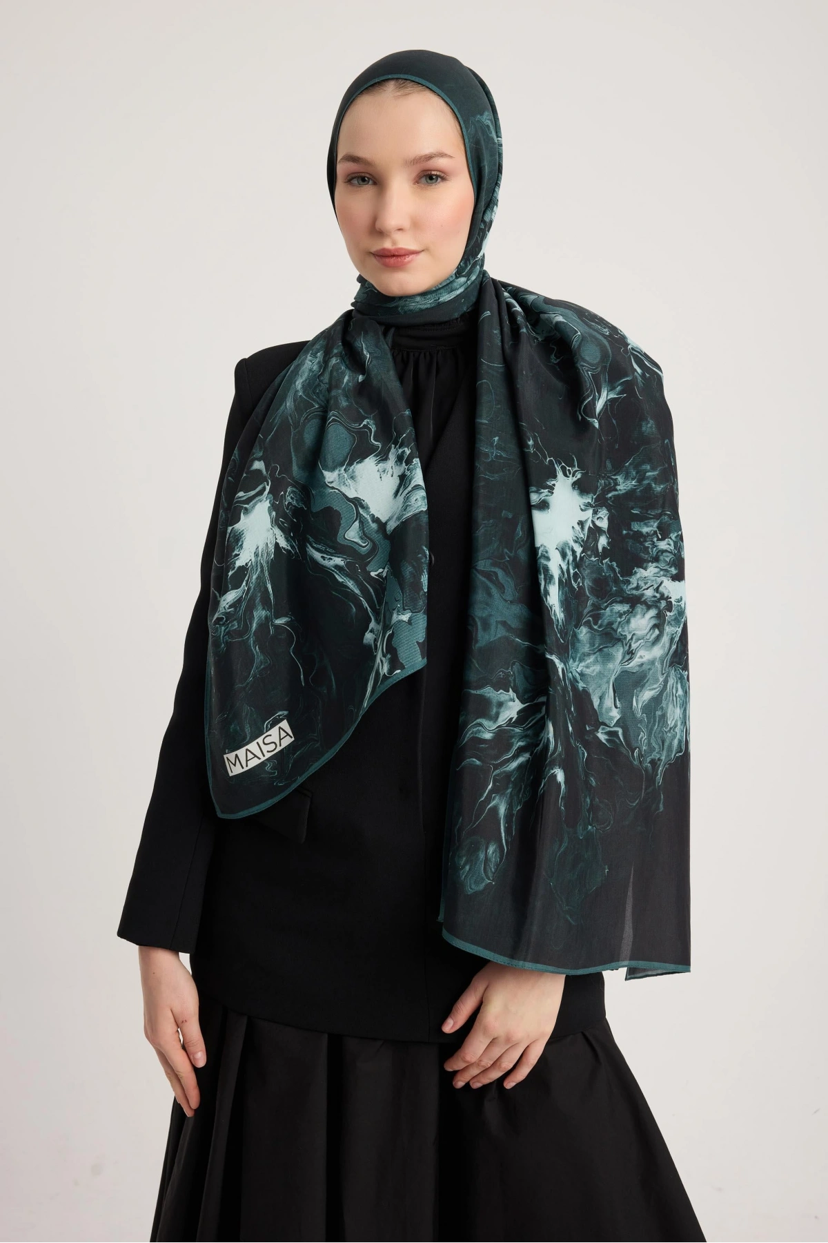 Maisa SABA FLOŞ VİSKON ŞAL 70*190 CM - SİYAH