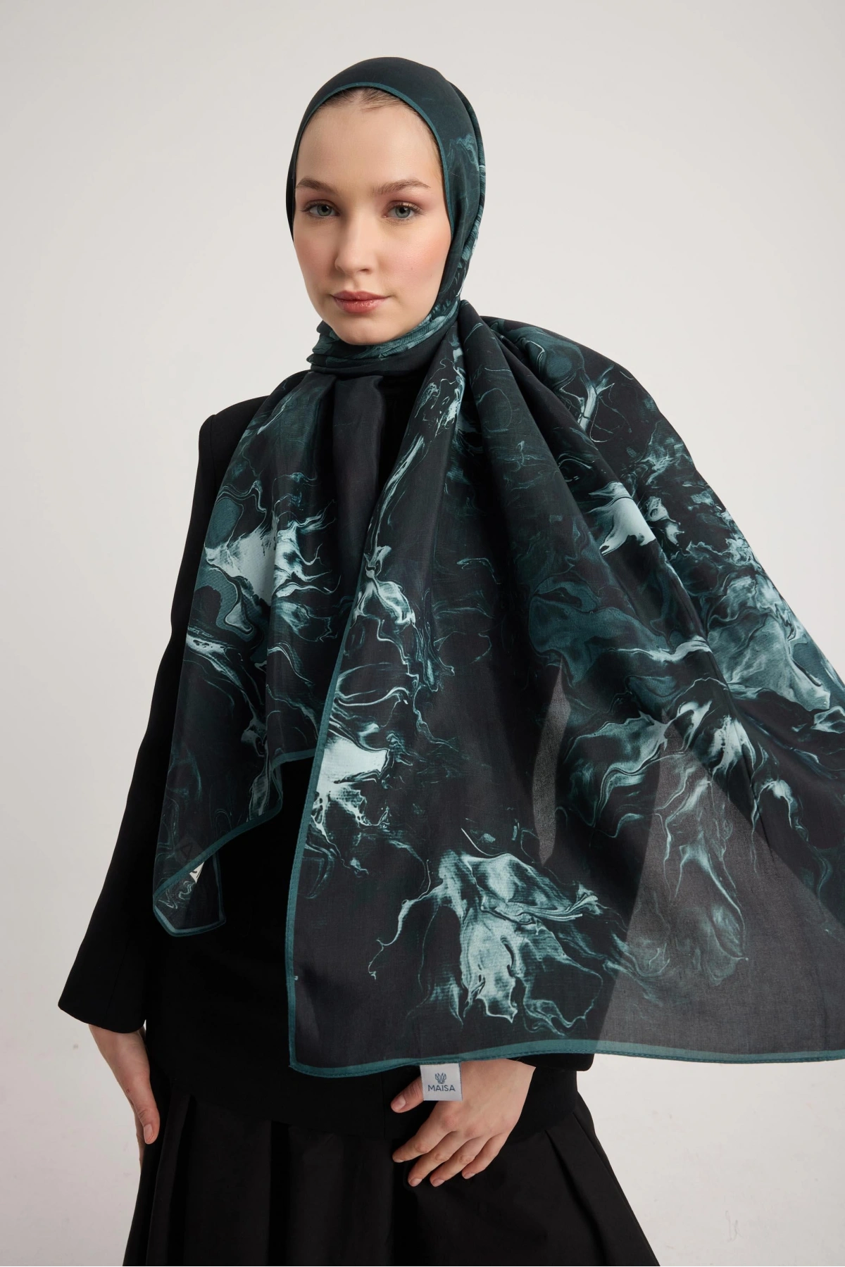 Maisa SABA FLOŞ VİSKON ŞAL 70*190 CM - SİYAH