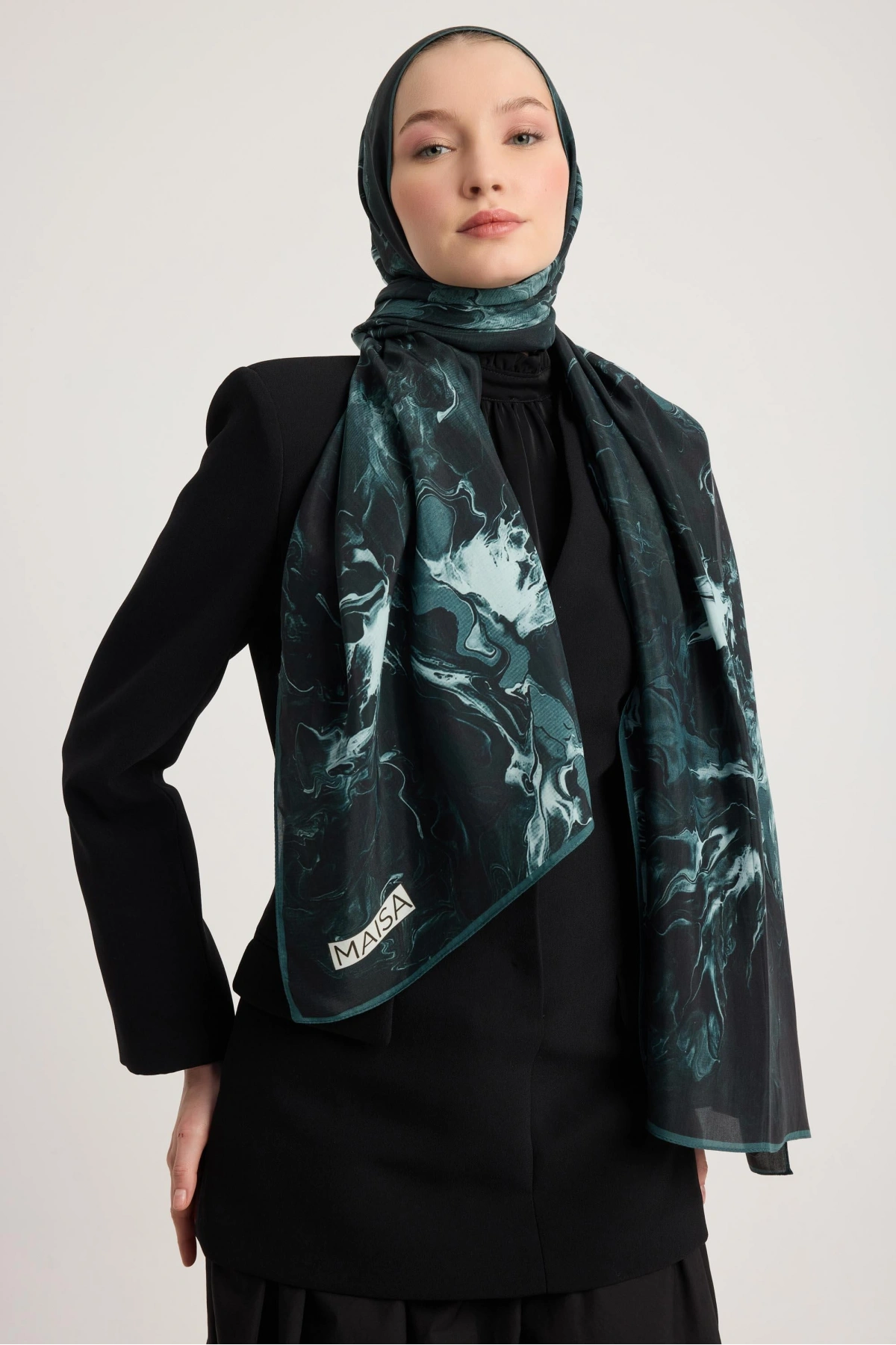 Maisa SABA FLOŞ VİSKON ŞAL 70*190 CM - SİYAH