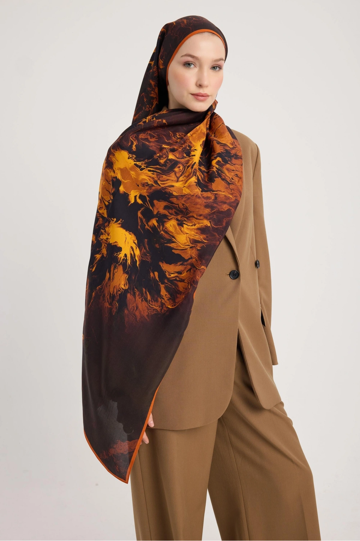 Maisa SABA FLOŞ VİSKON ŞAL 70*190 CM - KAHVERENGİ