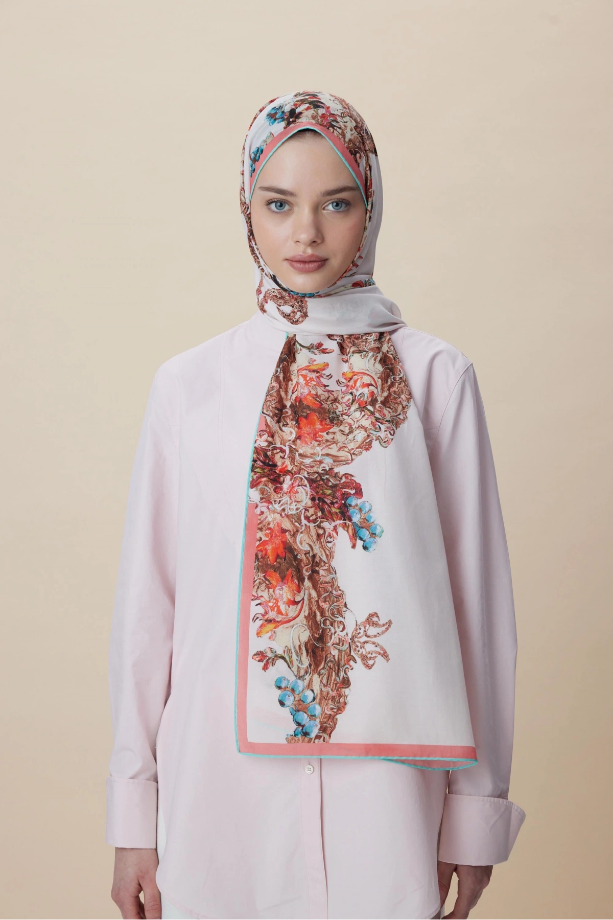 Maisa ŞEBNEM FLOŞ VİSKON ŞAL 70*190 CM - PUDRA PEMBE