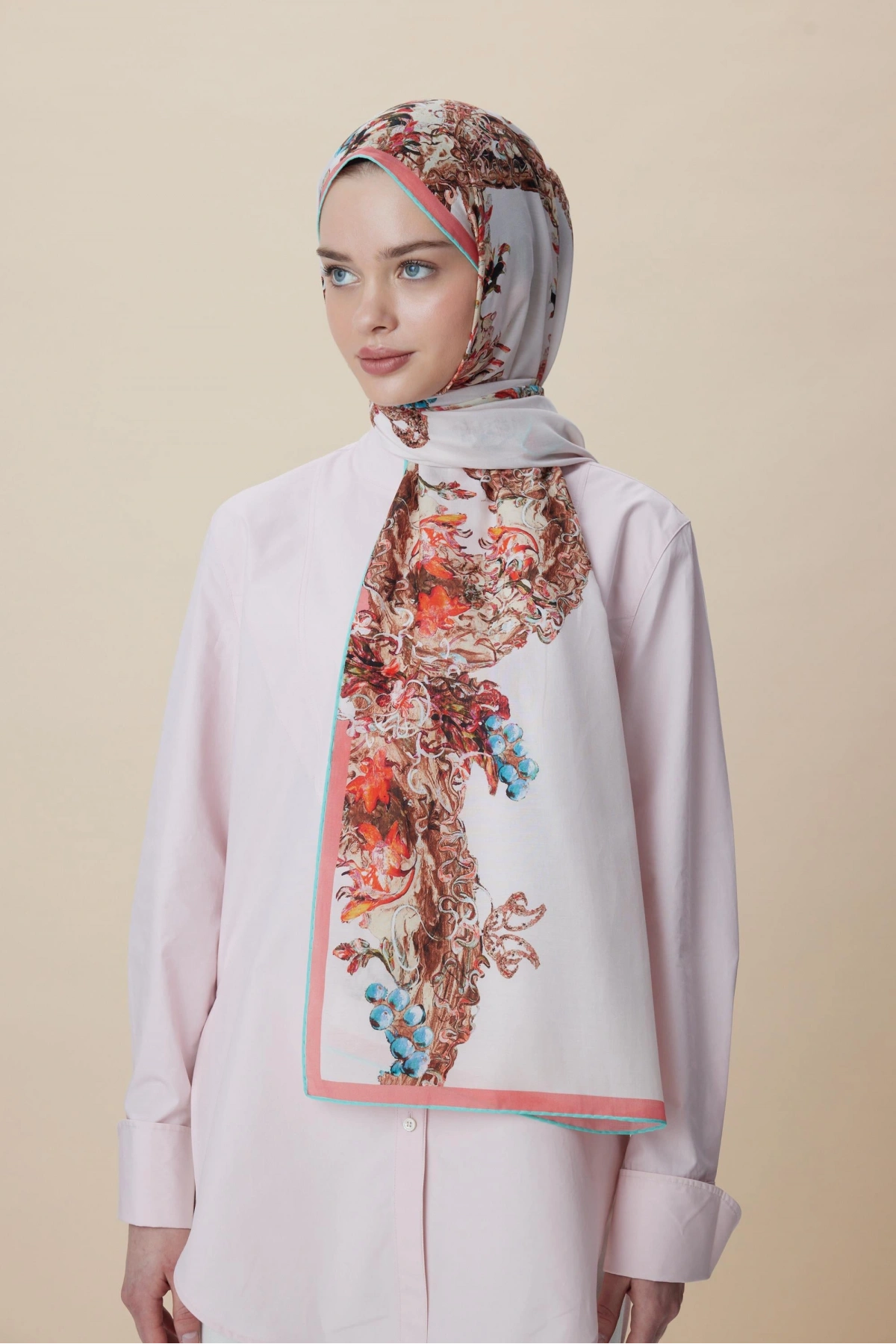 Maisa ŞEBNEM FLOŞ VİSKON ŞAL 70*190 CM - PUDRA PEMBE