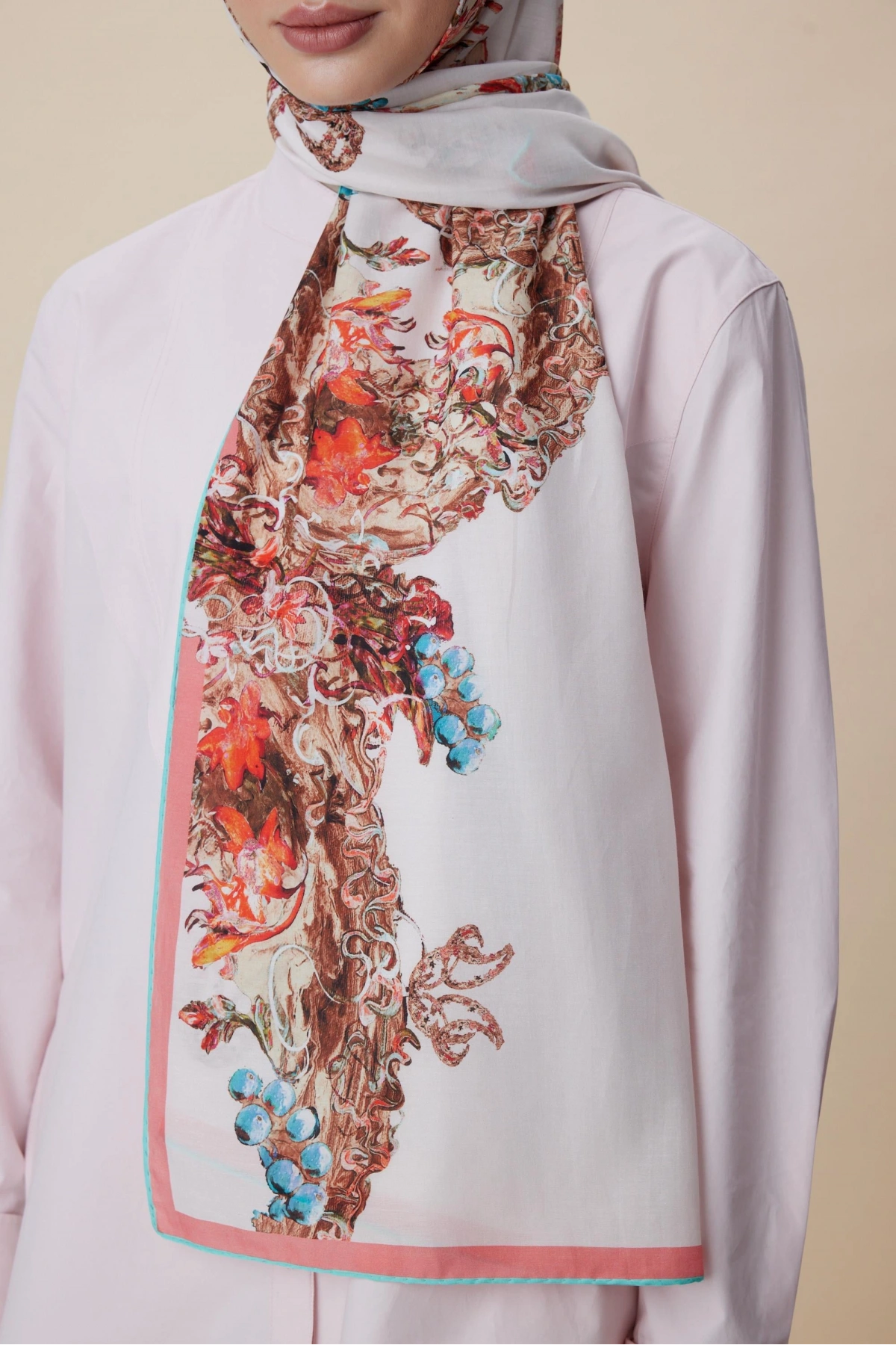 Maisa ŞEBNEM FLOŞ VİSKON ŞAL 70*190 CM - PUDRA PEMBE