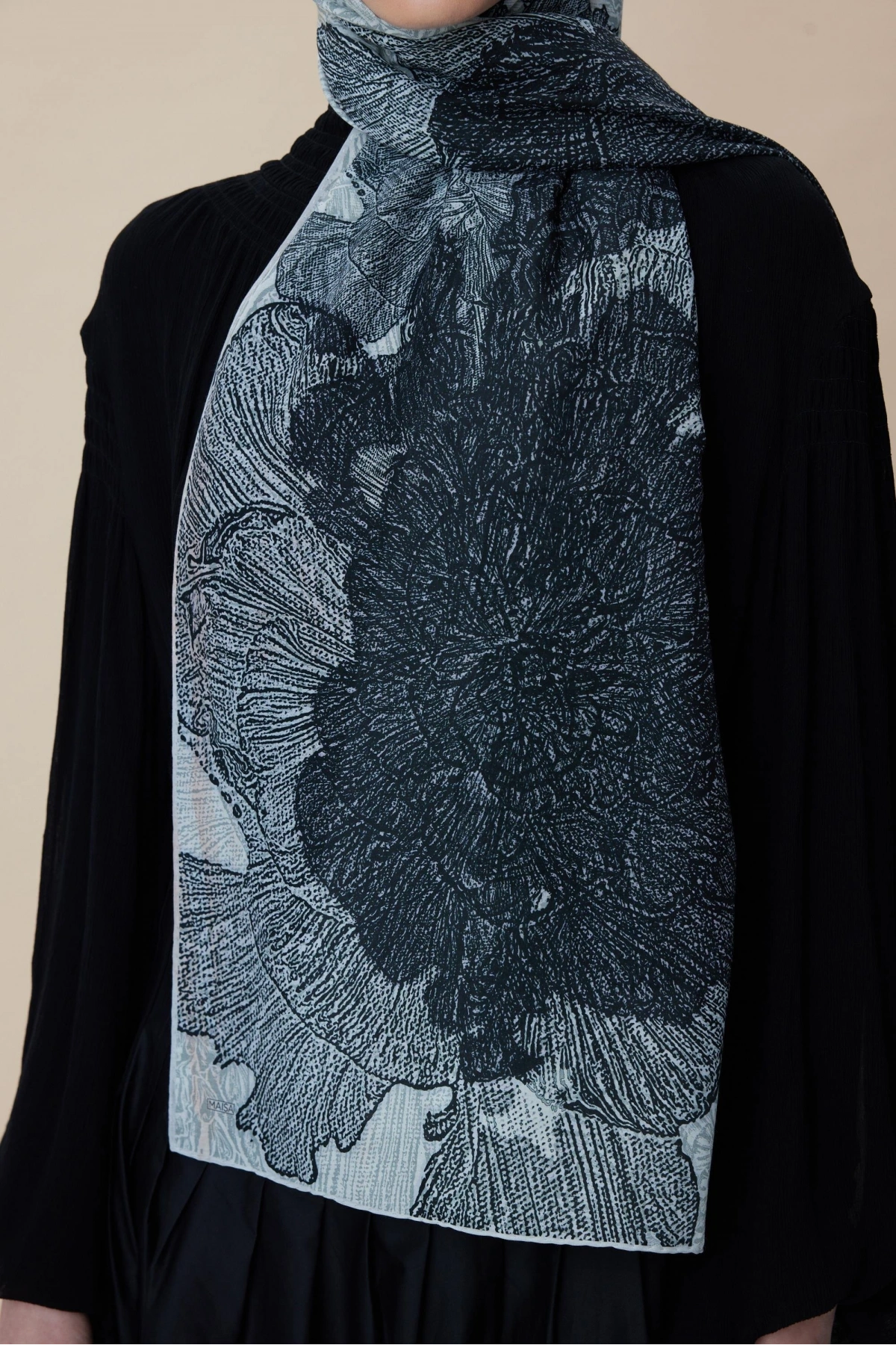 Maisa SEDEF FLOŞ VİSKON ŞAL 70*190 CM - EKRU