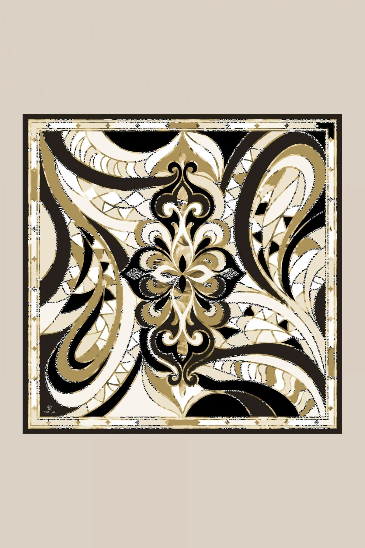 Maisa ATOL TİVİL İPEK EŞARP 90*90 CM - GOLD