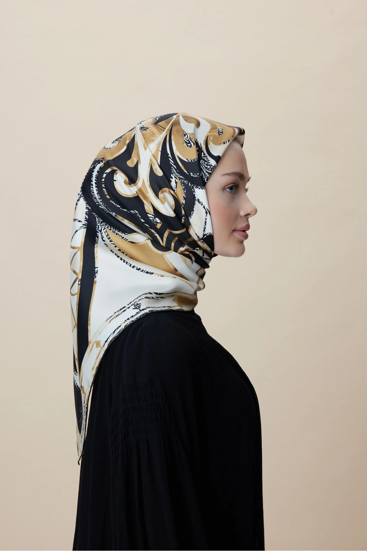 Maisa ATOL TİVİL İPEK EŞARP 90*90 CM - GOLD