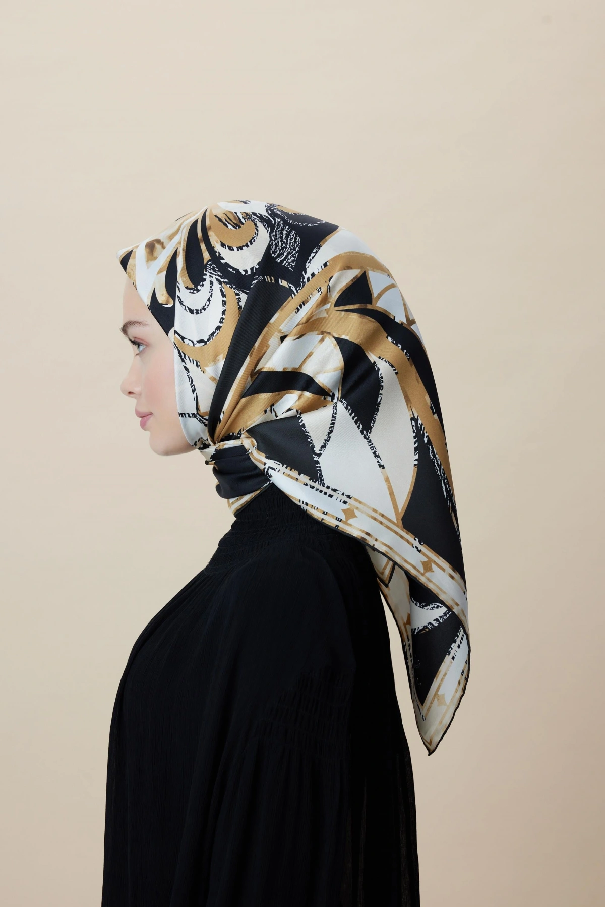 Maisa ATOL TİVİL İPEK EŞARP 90*90 CM - GOLD