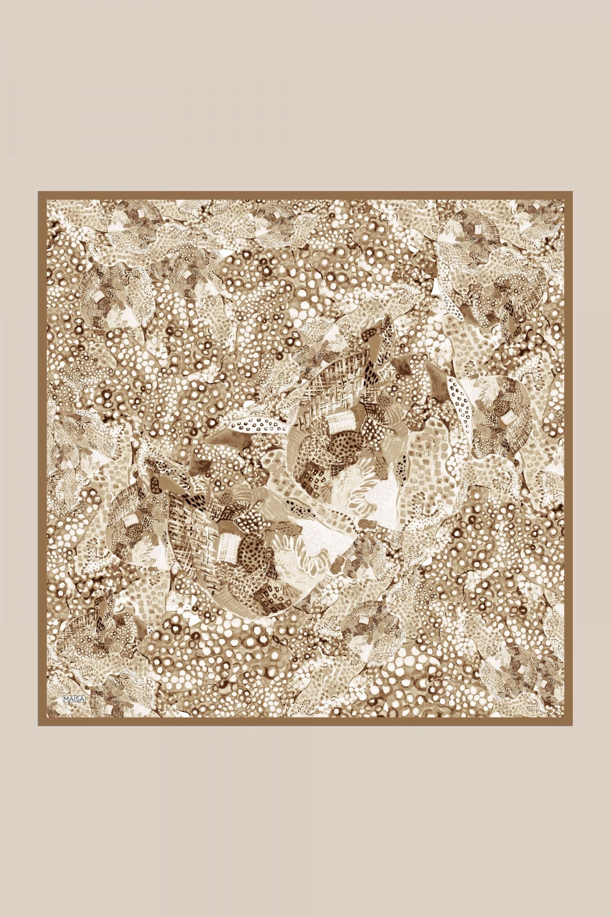 Maisa RENGİN TİVİL İPEK EŞARP 90*90 CM - BEJ