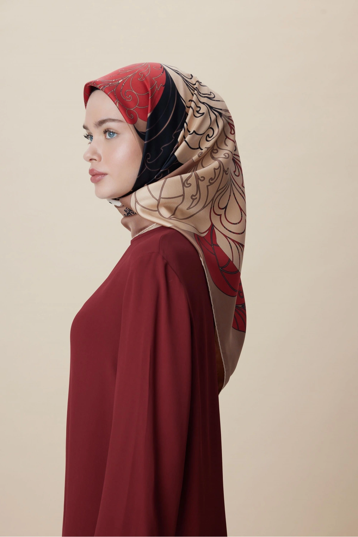 Maisa SAFİ TİVİL İPEK EŞARP 90*90 CM - CAMEL