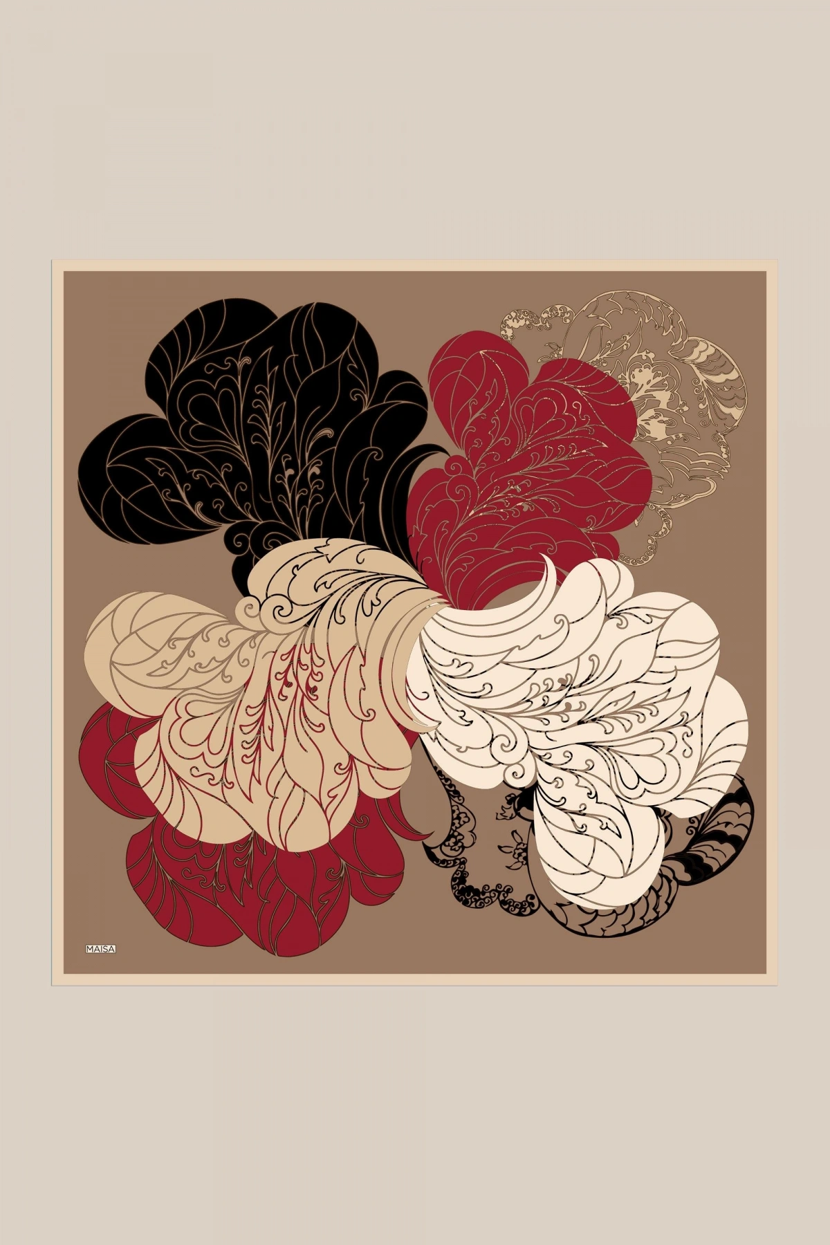 Maisa SAFİ TİVİL İPEK EŞARP 90*90 CM - CAMEL