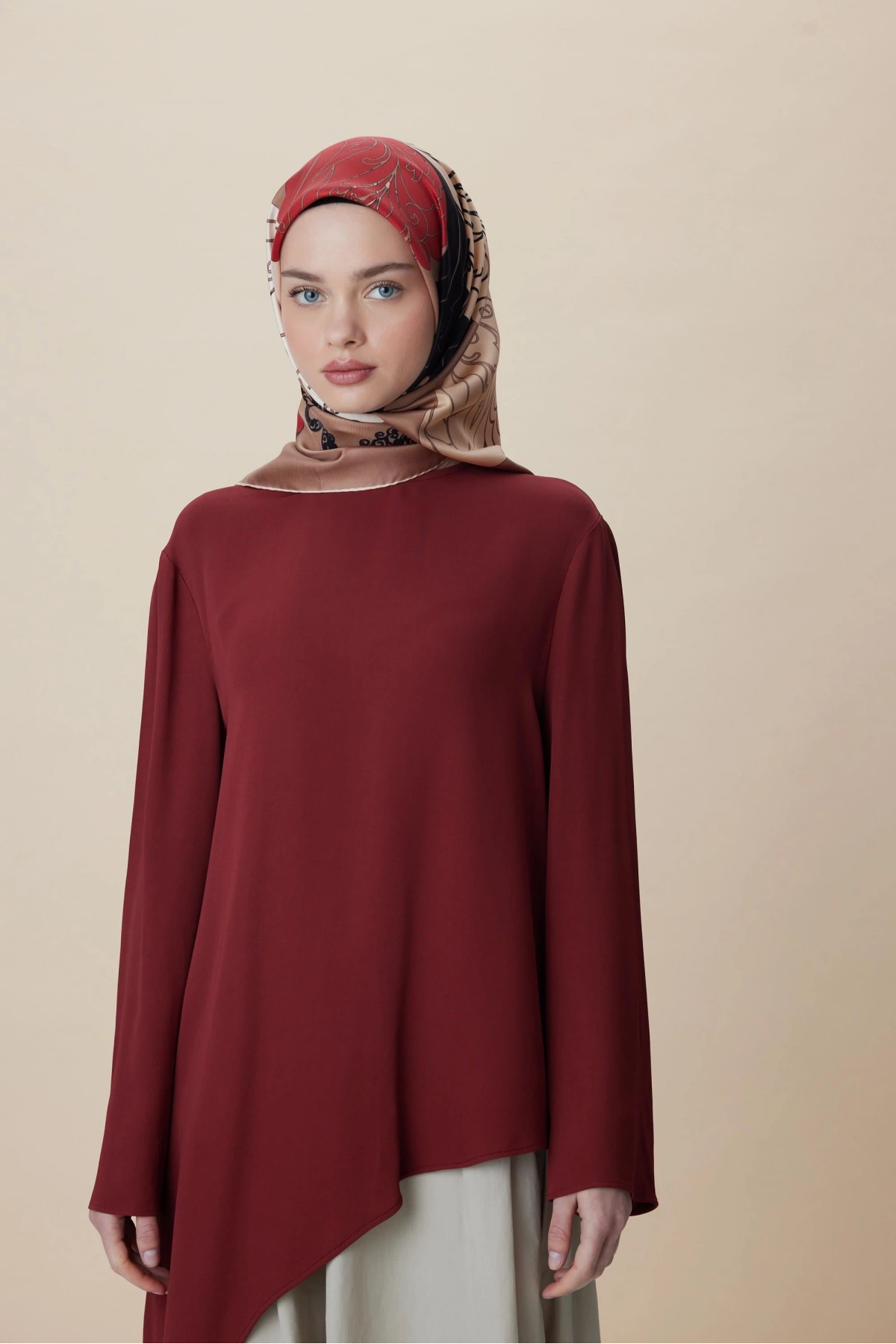 Maisa SAFİ TİVİL İPEK EŞARP 90*90 CM - CAMEL