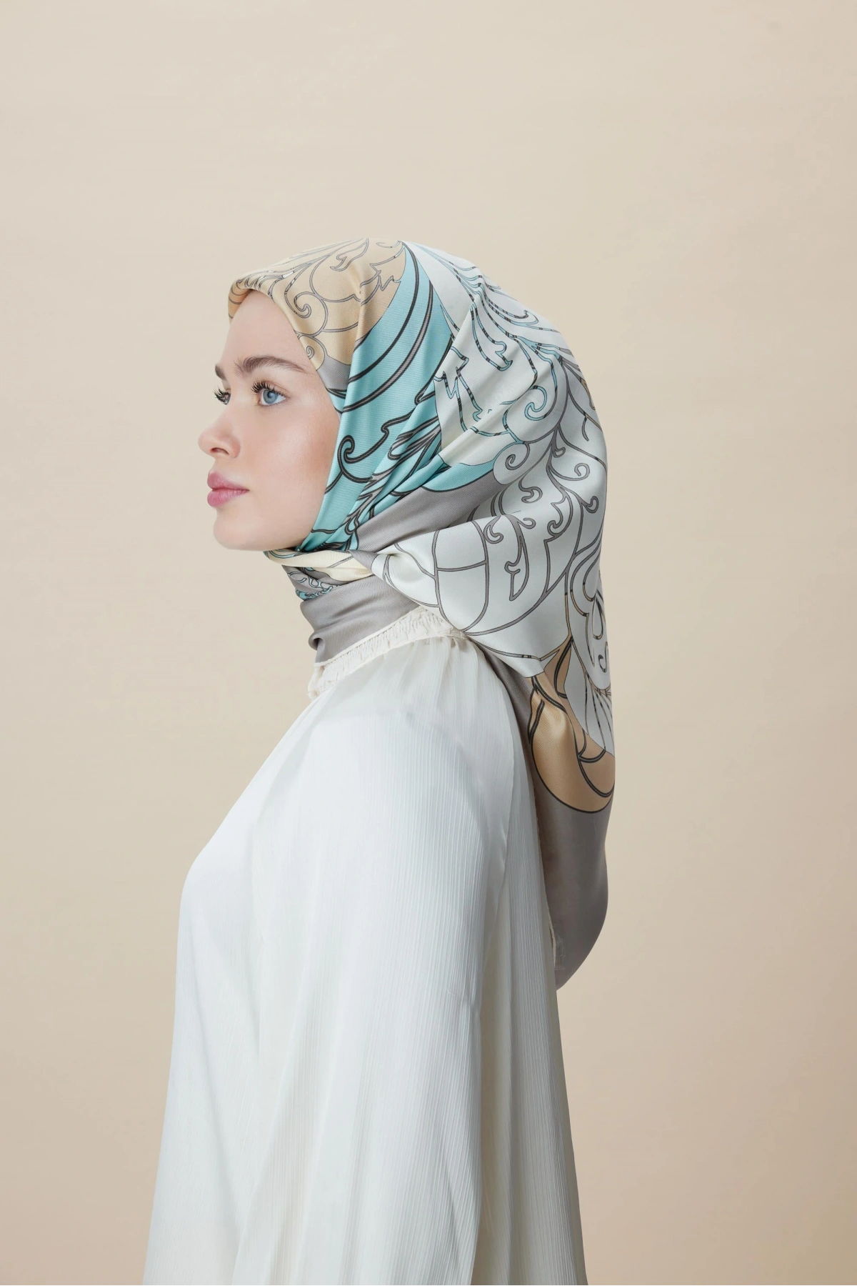 Maisa SAFİ TİVİL İPEK EŞARP 90*90 CM - GRİ