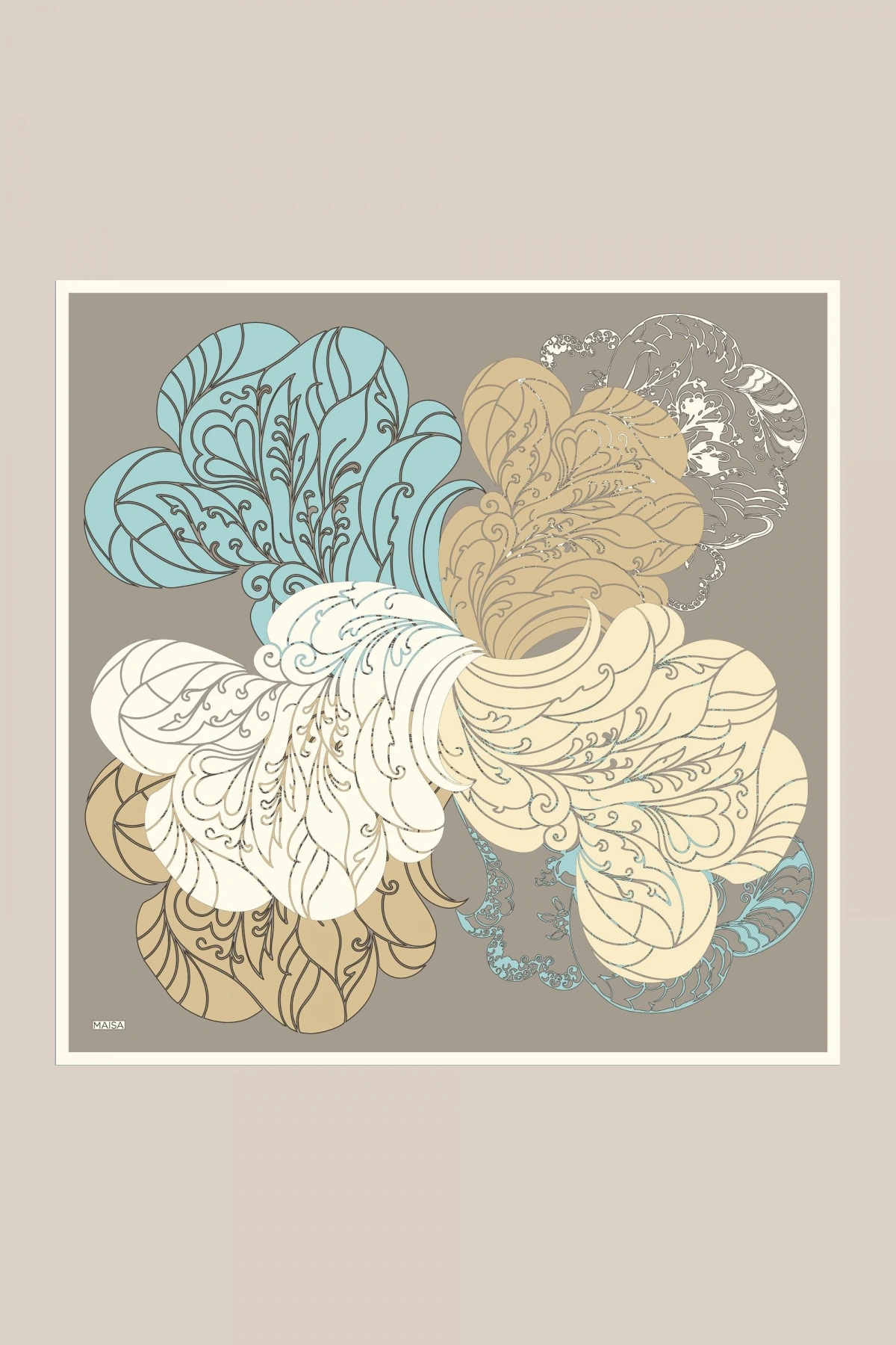 Maisa SAFİ TİVİL İPEK EŞARP 90*90 CM - GRİ