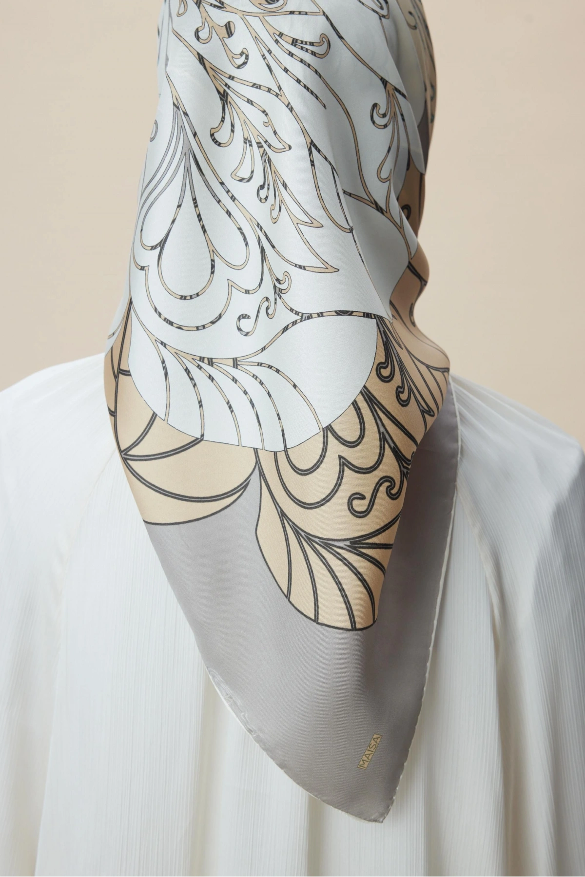 Maisa SAFİ TİVİL İPEK EŞARP 90*90 CM - GRİ