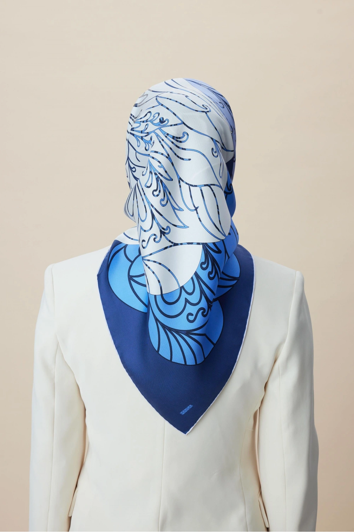 Maisa SAFİ TİVİL İPEK EŞARP 90*90 CM - LACİVERT