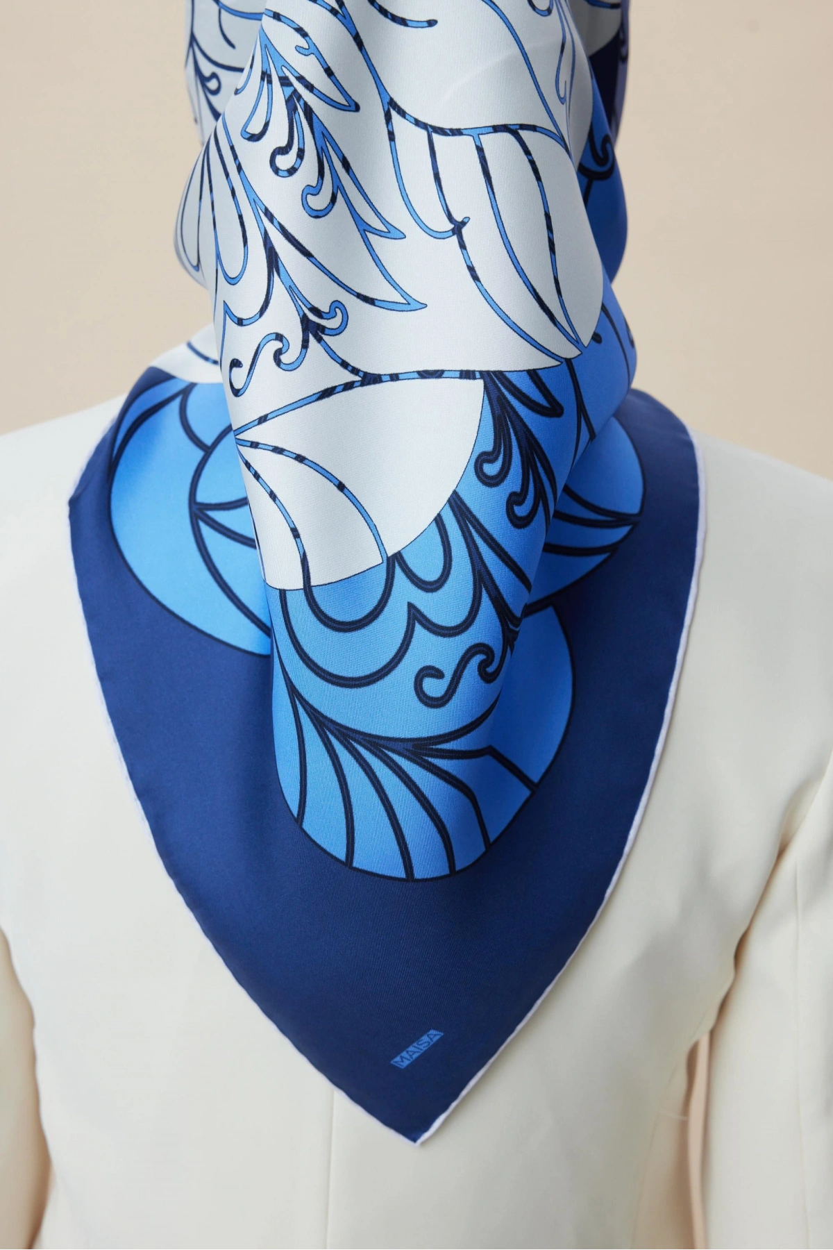 Maisa SAFİ TİVİL İPEK EŞARP 90*90 CM - LACİVERT