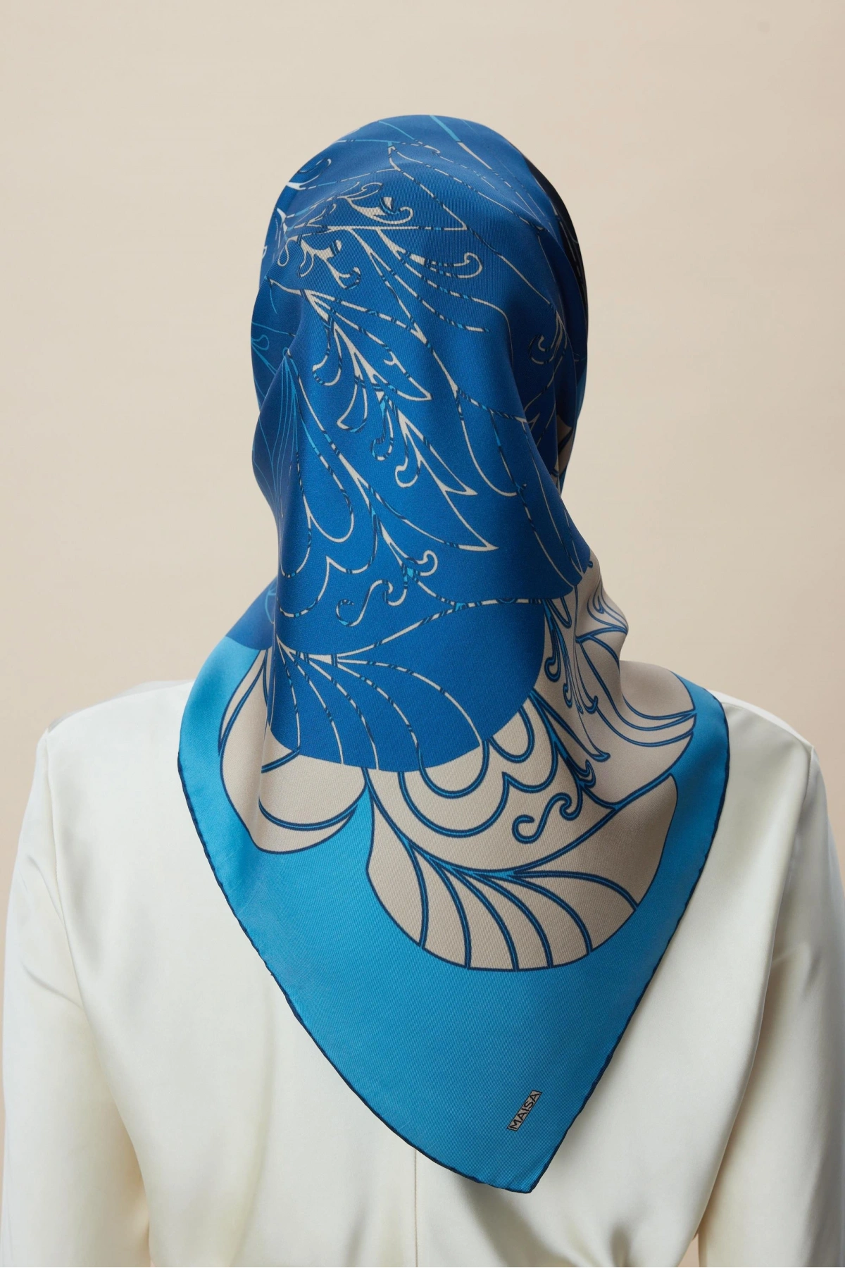 Maisa SAFİ TİVİL İPEK EŞARP 90*90 CM - MAVİ