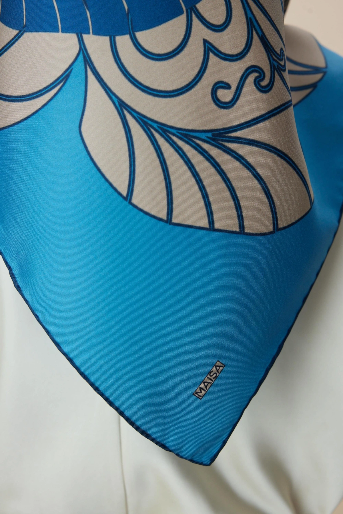 Maisa SAFİ TİVİL İPEK EŞARP 90*90 CM - MAVİ