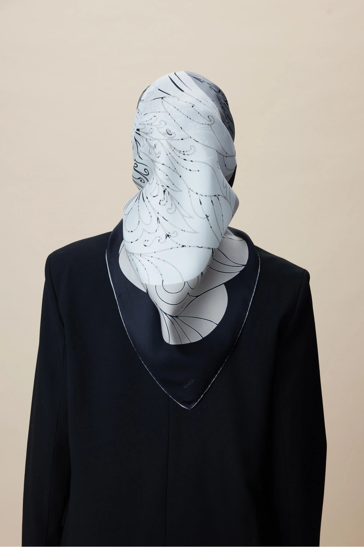 Maisa SAFİ TİVİL İPEK EŞARP 90*90 CM - SİYAH