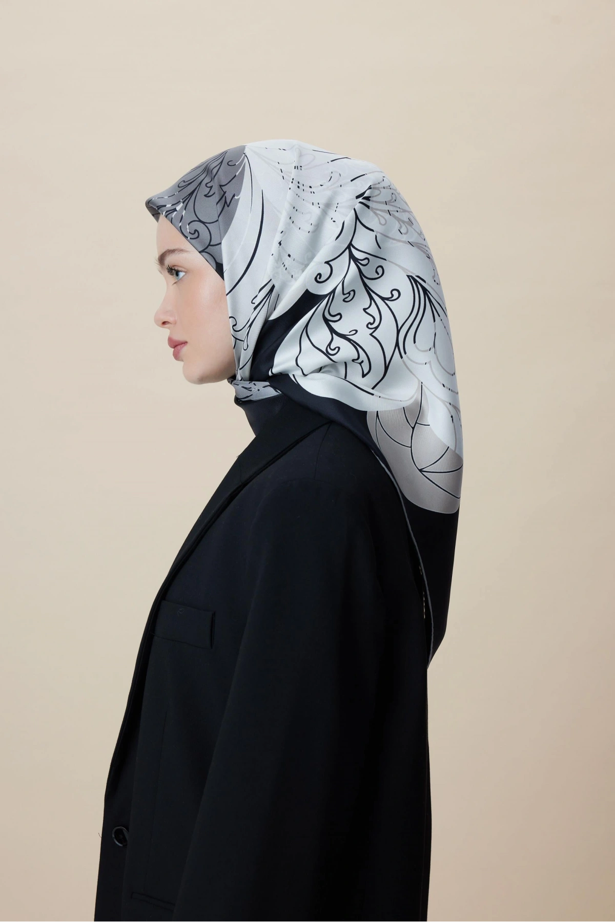 Maisa SAFİ TİVİL İPEK EŞARP 90*90 CM - SİYAH