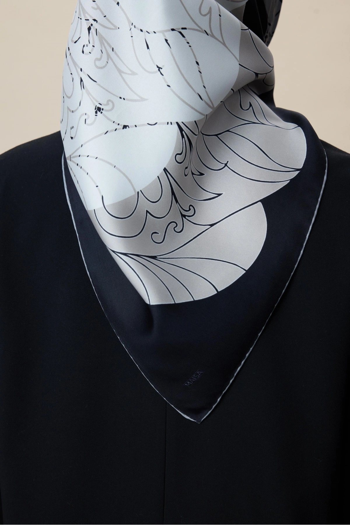 Maisa SAFİ TİVİL İPEK EŞARP 90*90 CM - SİYAH