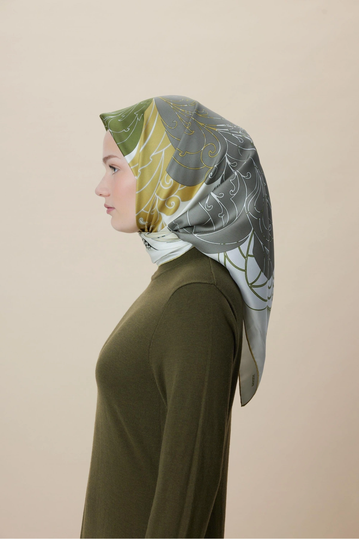 Maisa SAFİ TİVİL İPEK EŞARP 90*90 CM - YEŞİL