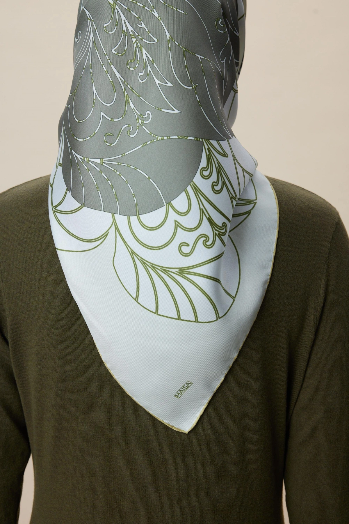 Maisa SAFİ TİVİL İPEK EŞARP 90*90 CM - YEŞİL