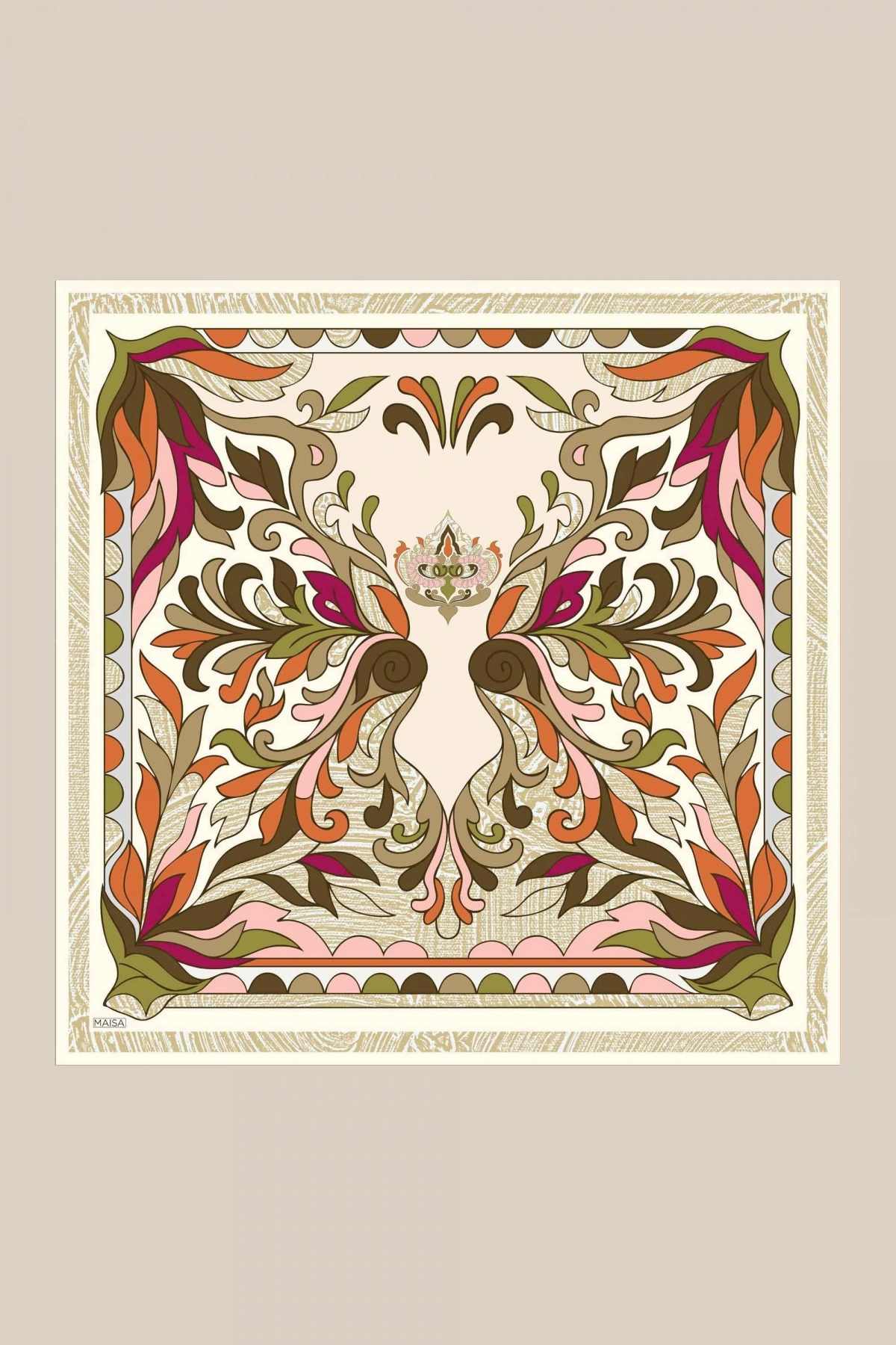 Maisa SERA TİVİL İPEK EŞARP 90*90 CM - KAHVERENGİ