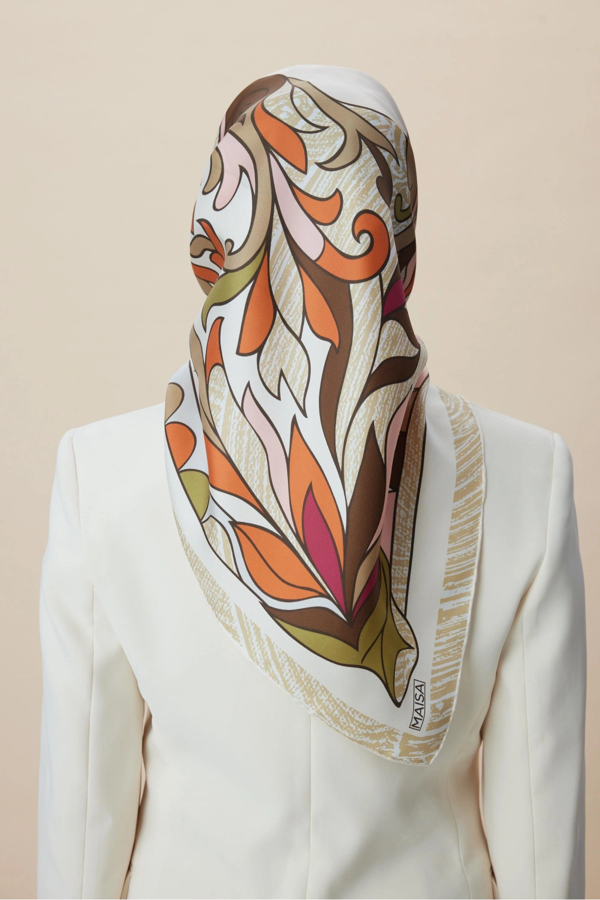 Maisa SERA TİVİL İPEK EŞARP 90*90 CM - KAHVERENGİ