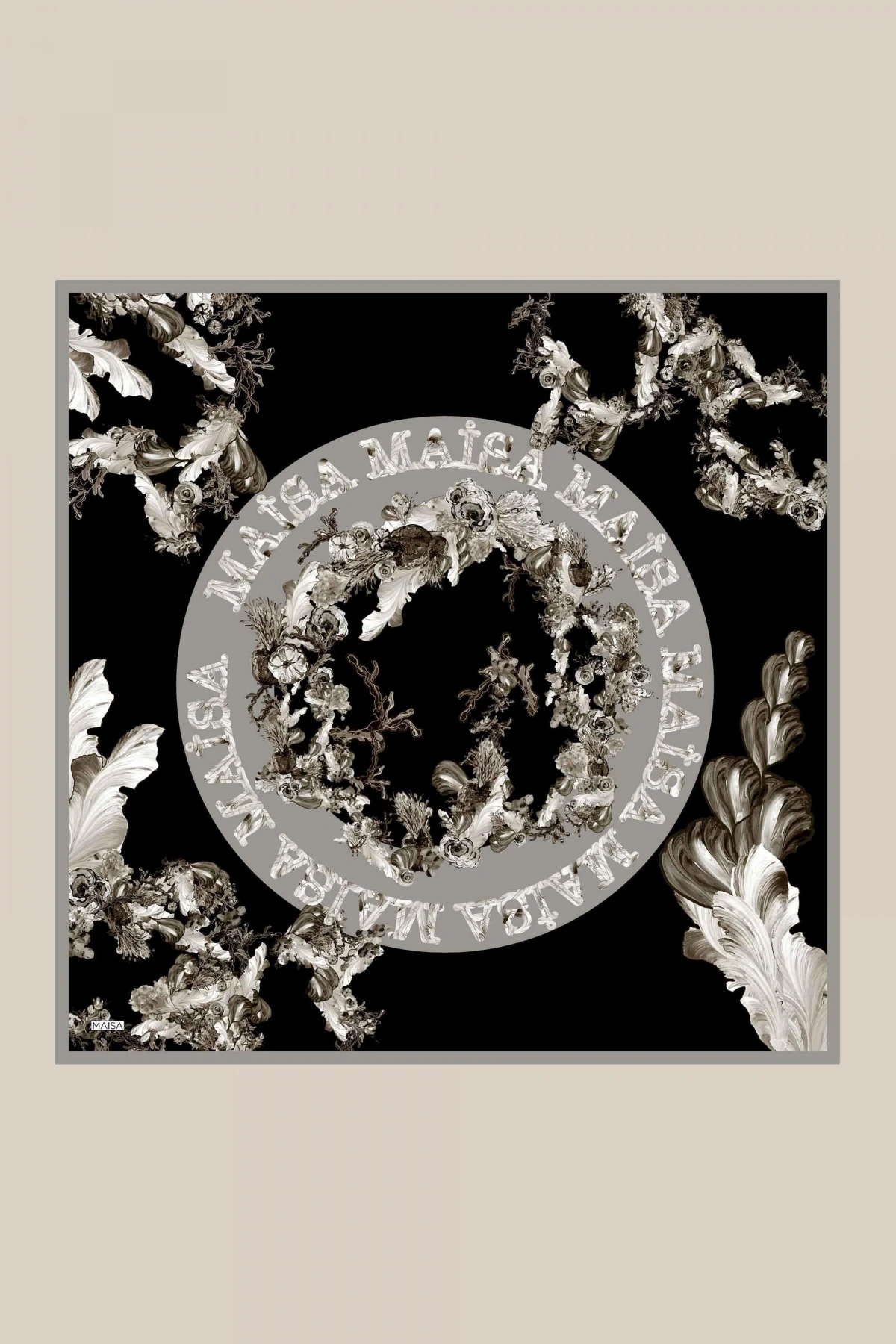 AHU TİVİL İPEK EŞARP 90*90 CM - SİYAH