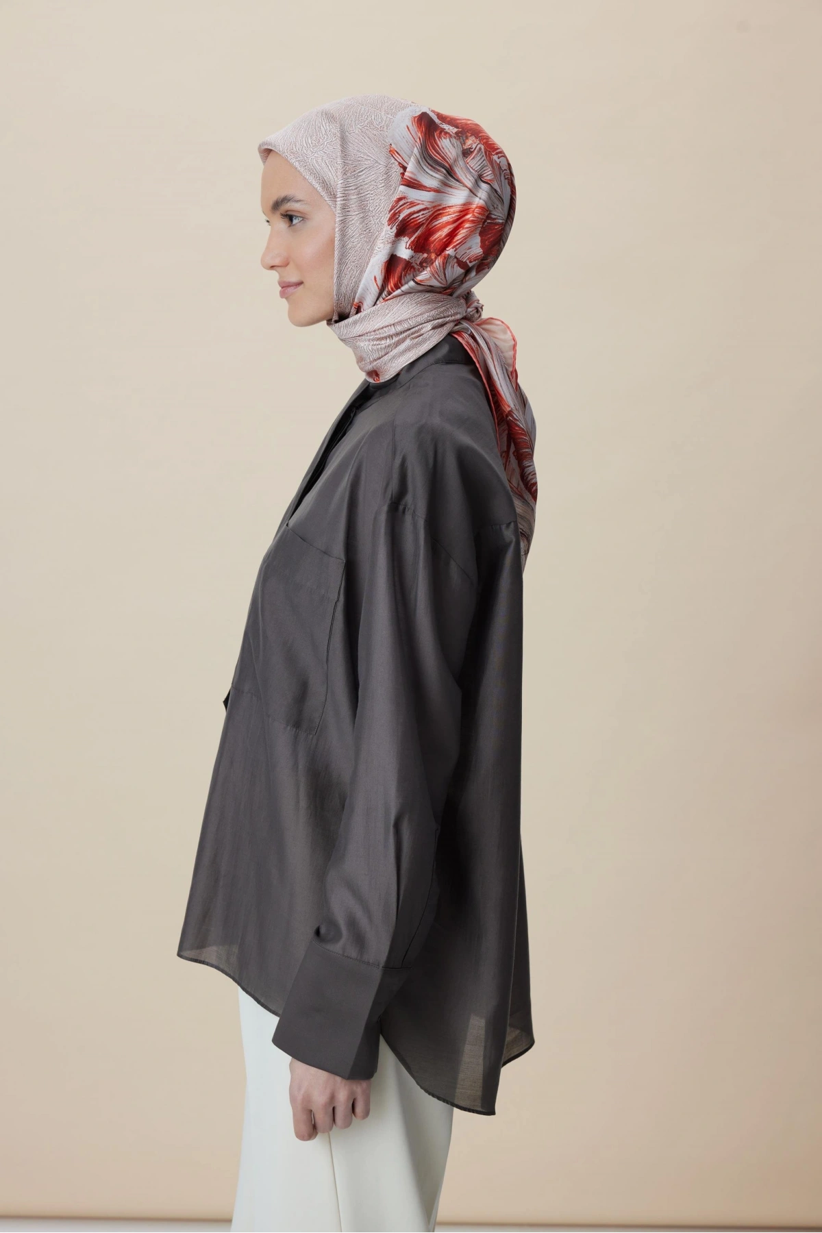 Maisa LUNA TİVİL İPEK EŞARP 90*90 CM - MERCAN